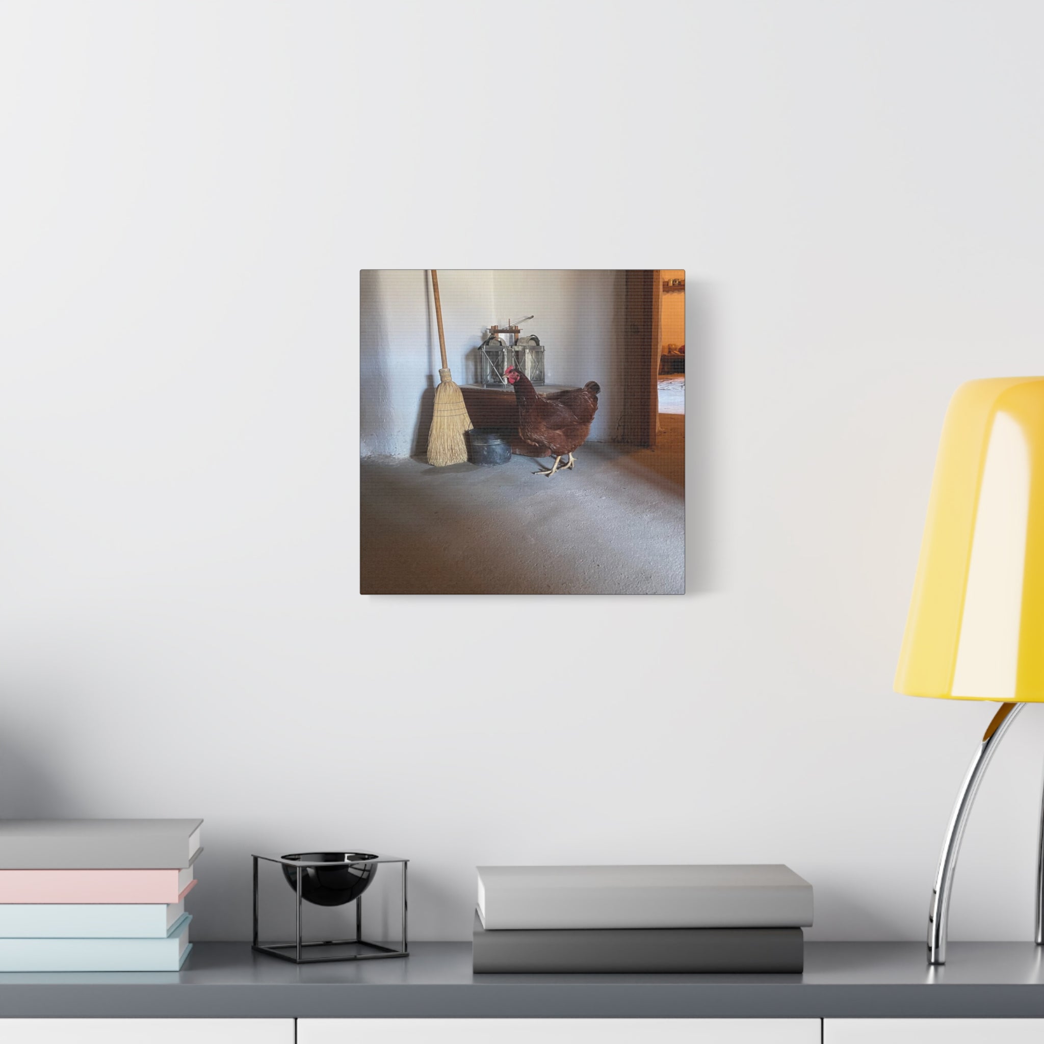 Farmhouse Chicken Canvas Print - Rustic Hen Matte Stretched Wall Art