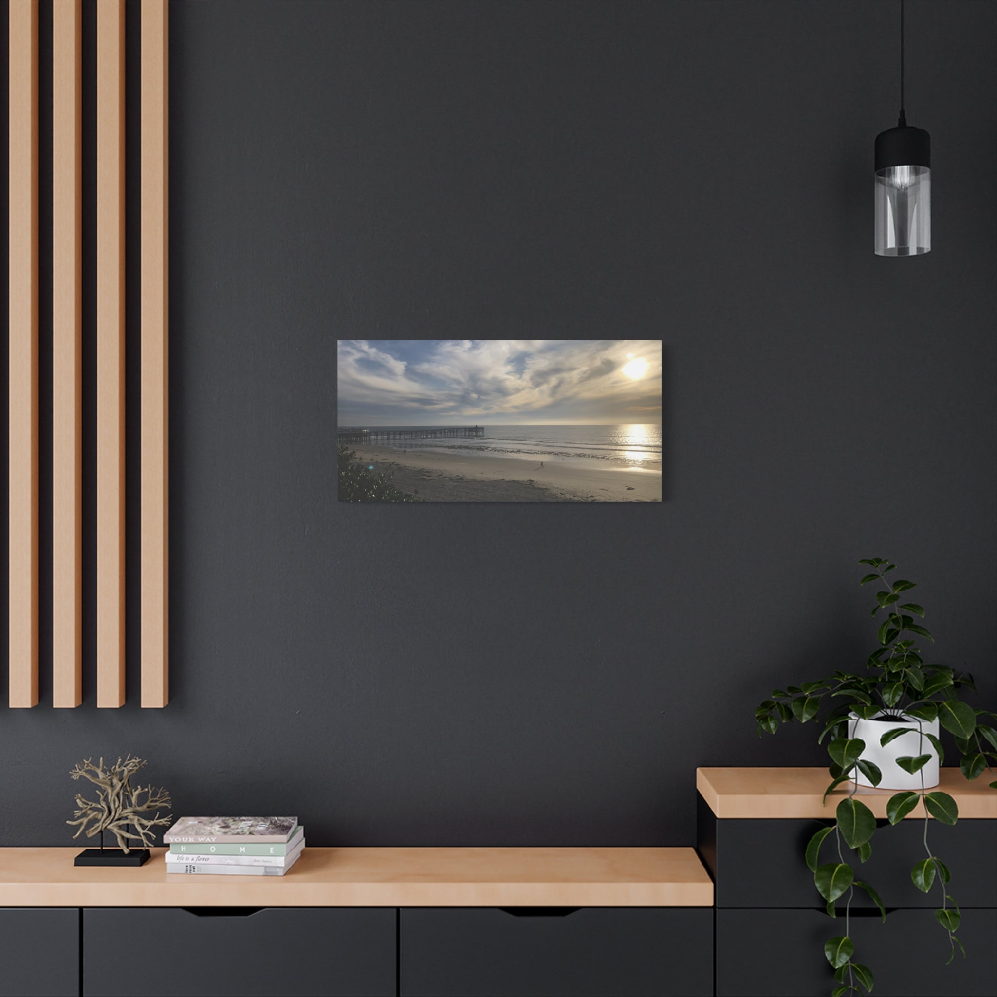 Sunset Pier Beach Canvas Print — Matte Stretched Wall Art