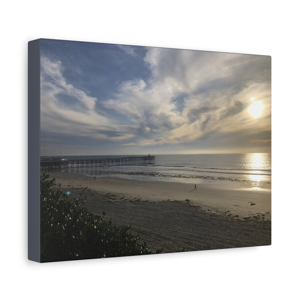 Sunset Pier Beach Canvas Print — Matte Stretched Wall Art