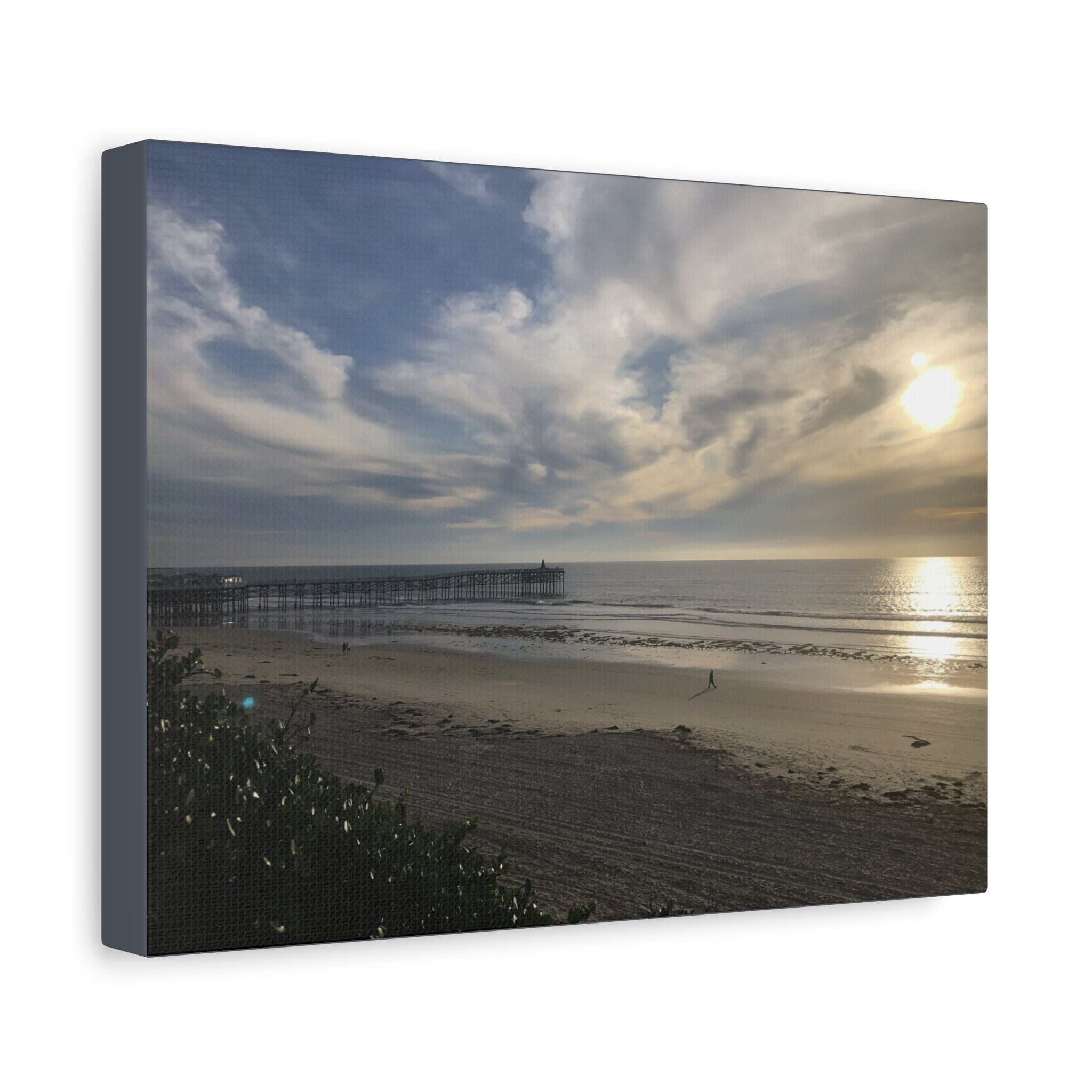 Sunset Pier Beach Canvas Print — Matte Stretched Wall Art