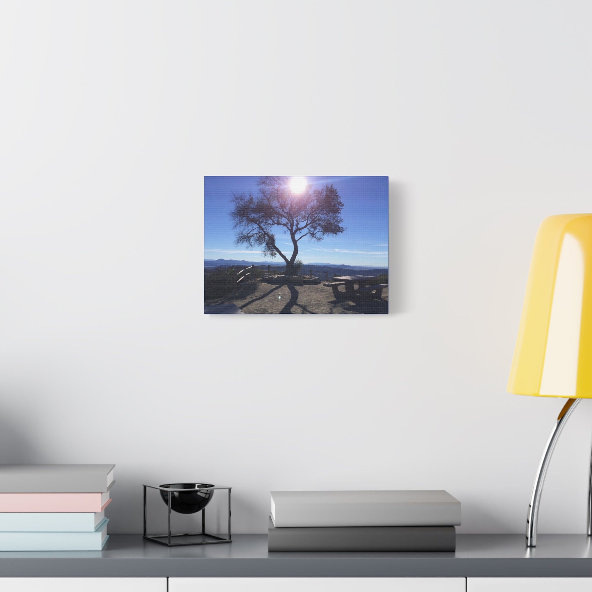 Sunlit Ridge Tree Matte Canvas Print — Scenic Landscape Wall Art