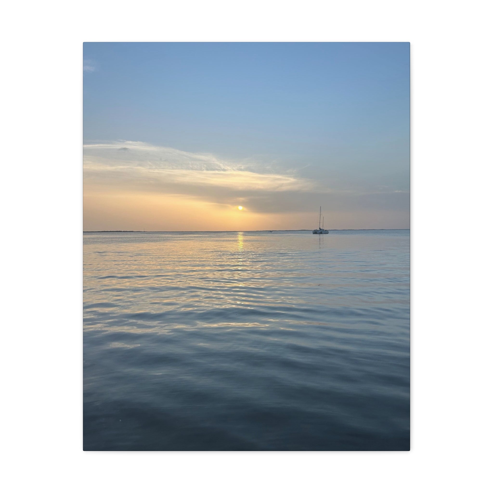 Sunset Sail Matte Canvas Print — Tranquil Ocean Wall Art, Stretched 1.25"