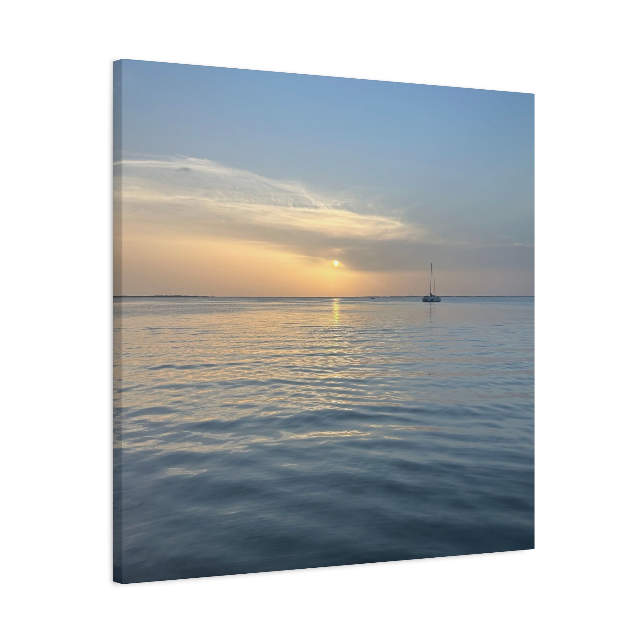 Sunset Sail Matte Canvas Print — Tranquil Ocean Wall Art, Stretched 1.25"