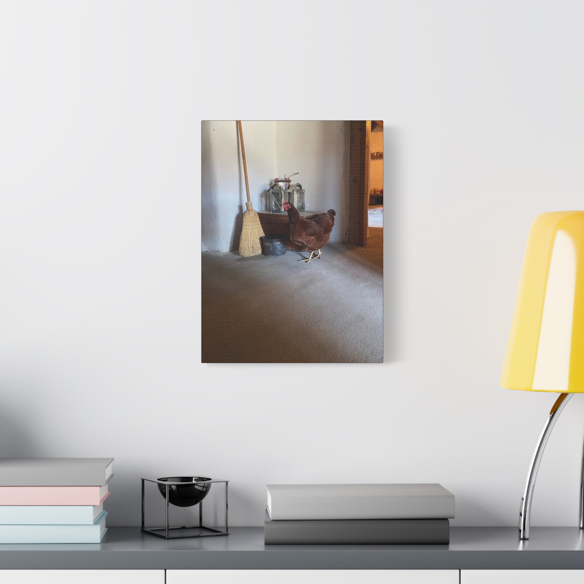 Farmhouse Chicken Canvas Print - Rustic Hen Matte Stretched Wall Art