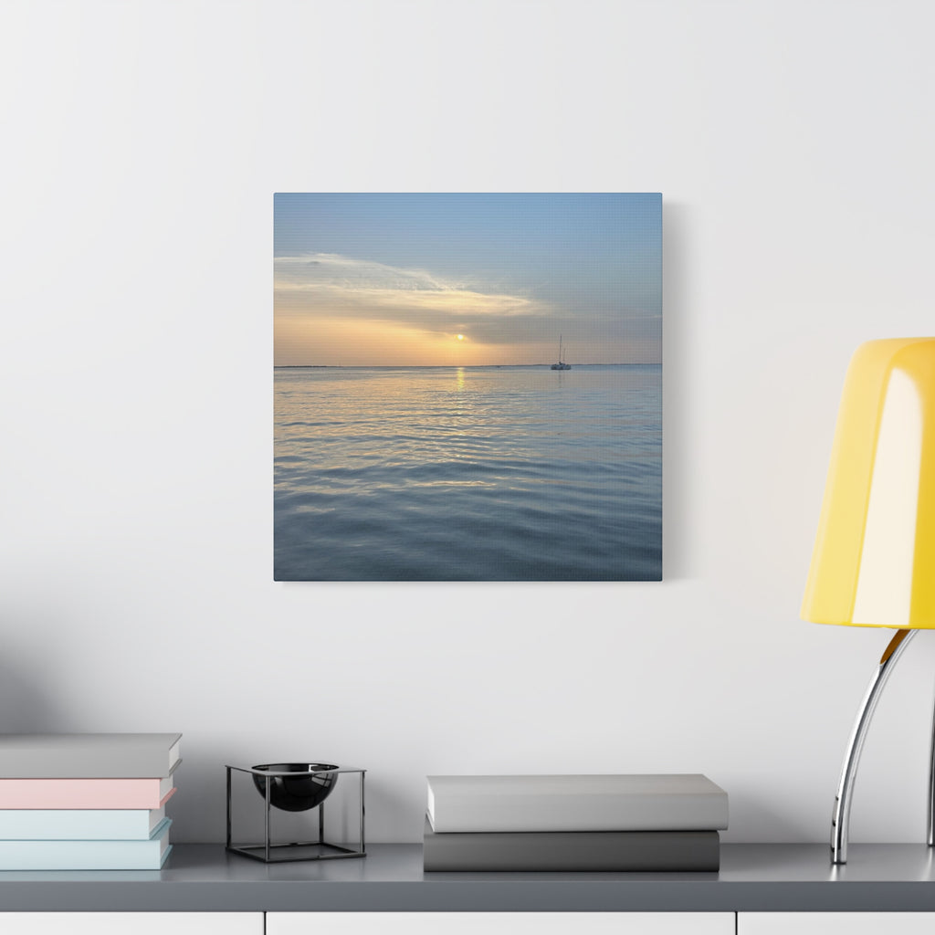 Sunset Sail Matte Canvas Print — Tranquil Ocean Wall Art, Stretched 1.25"