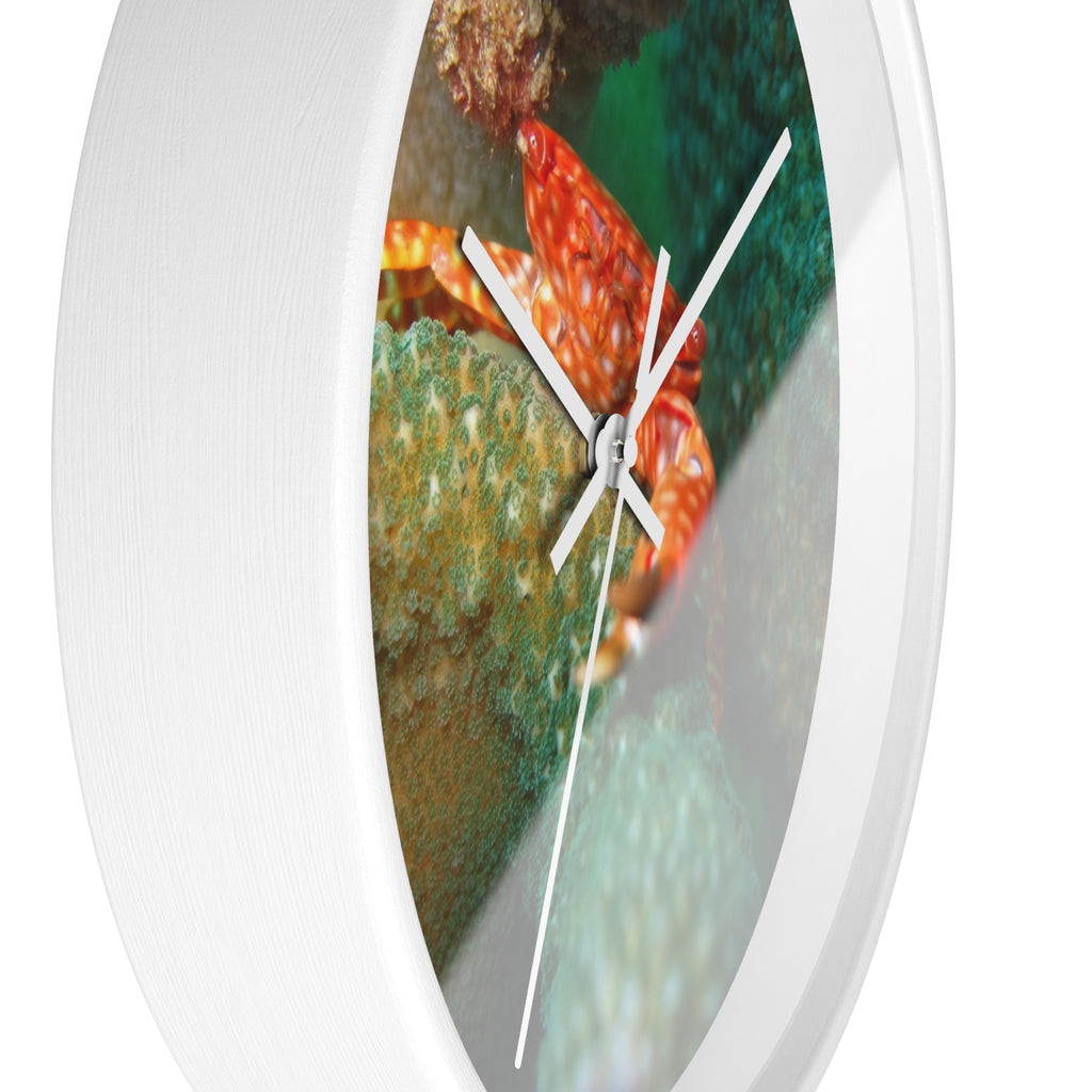 Coral Reef Crab Wall Clock — Vibrant Underwater Ocean Decor