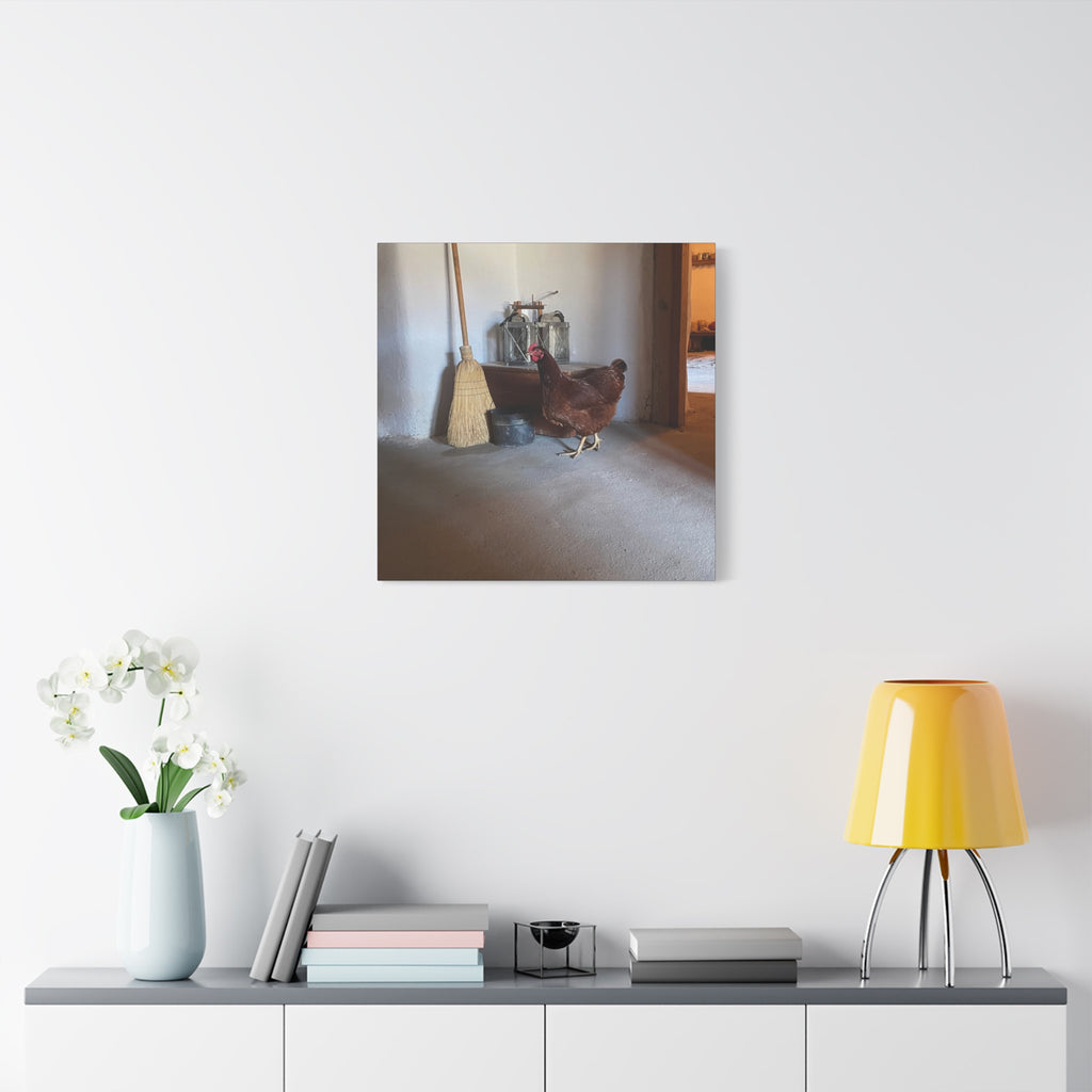 Farmhouse Chicken Canvas Print - Rustic Hen Matte Stretched Wall Art