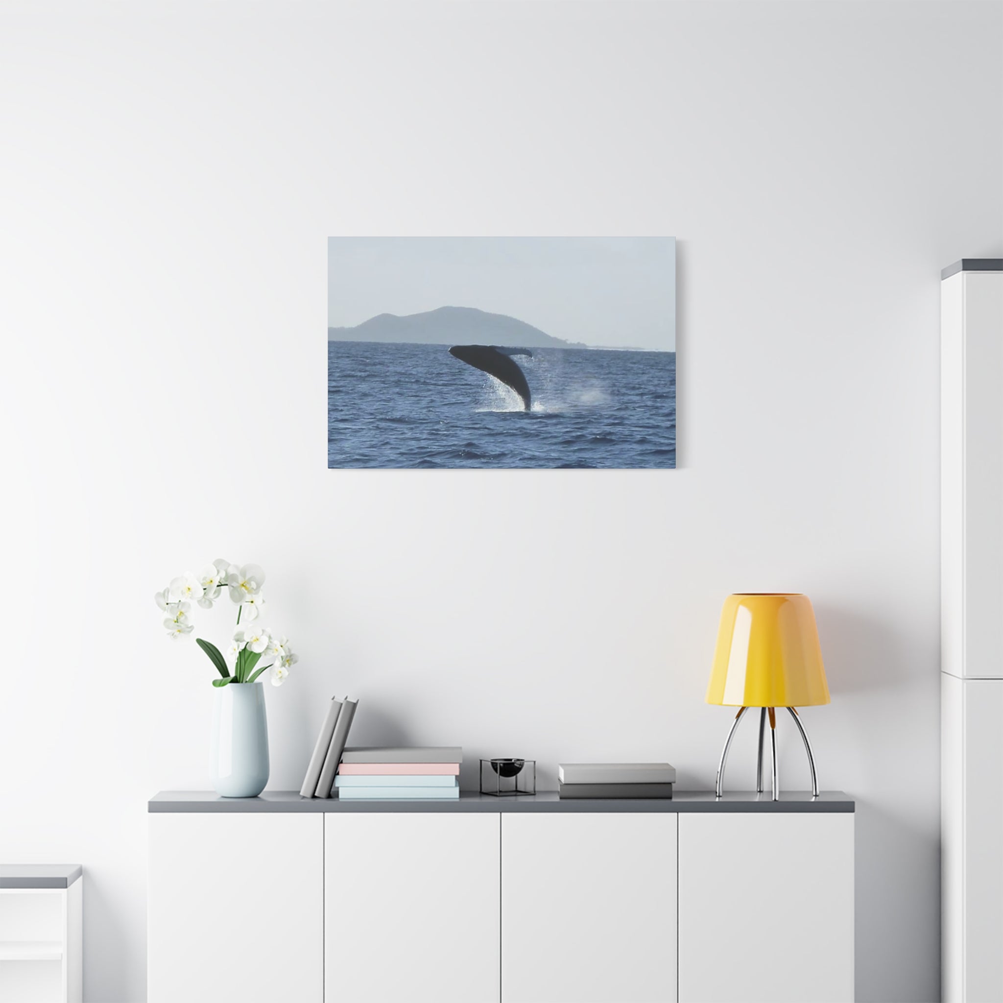Humpback Whale Breach Matte Canvas Wall Art