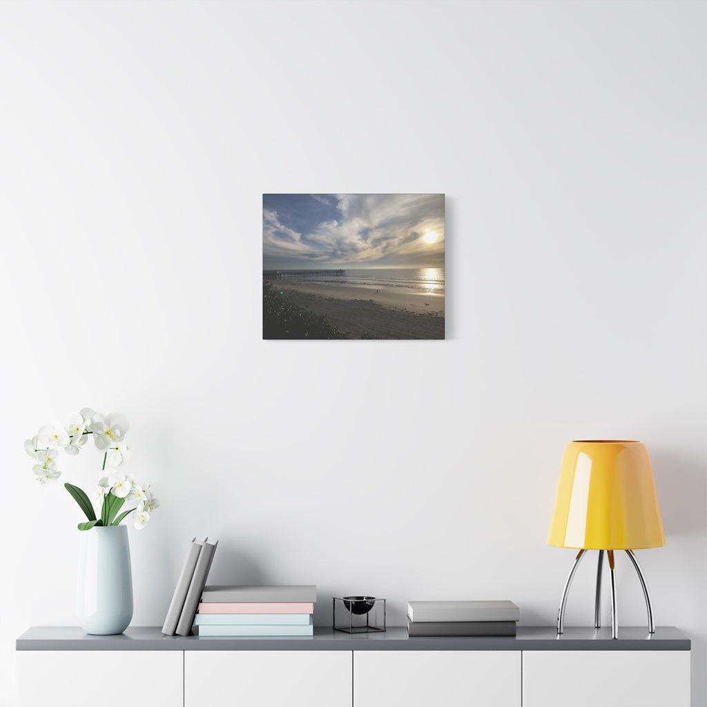 Sunset Pier Beach Canvas Print — Matte Stretched Wall Art