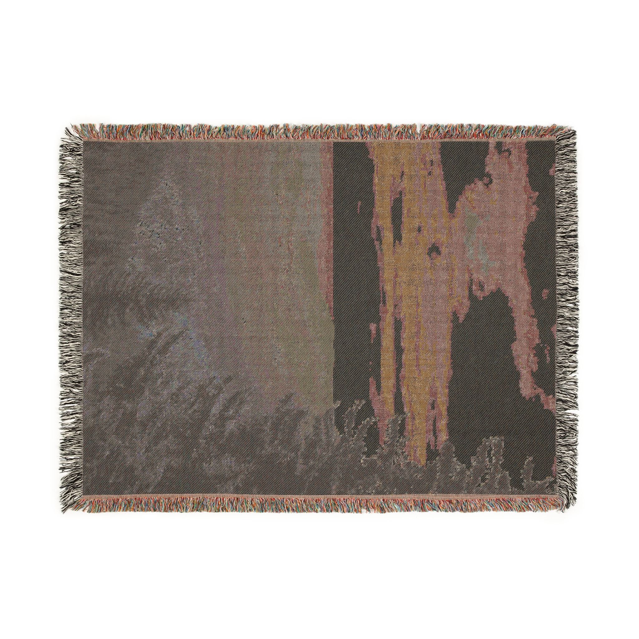 Scenic Mountaintop Woven Blanket – Vintage Landscape Throw for Living Room, Cabin, or Travel