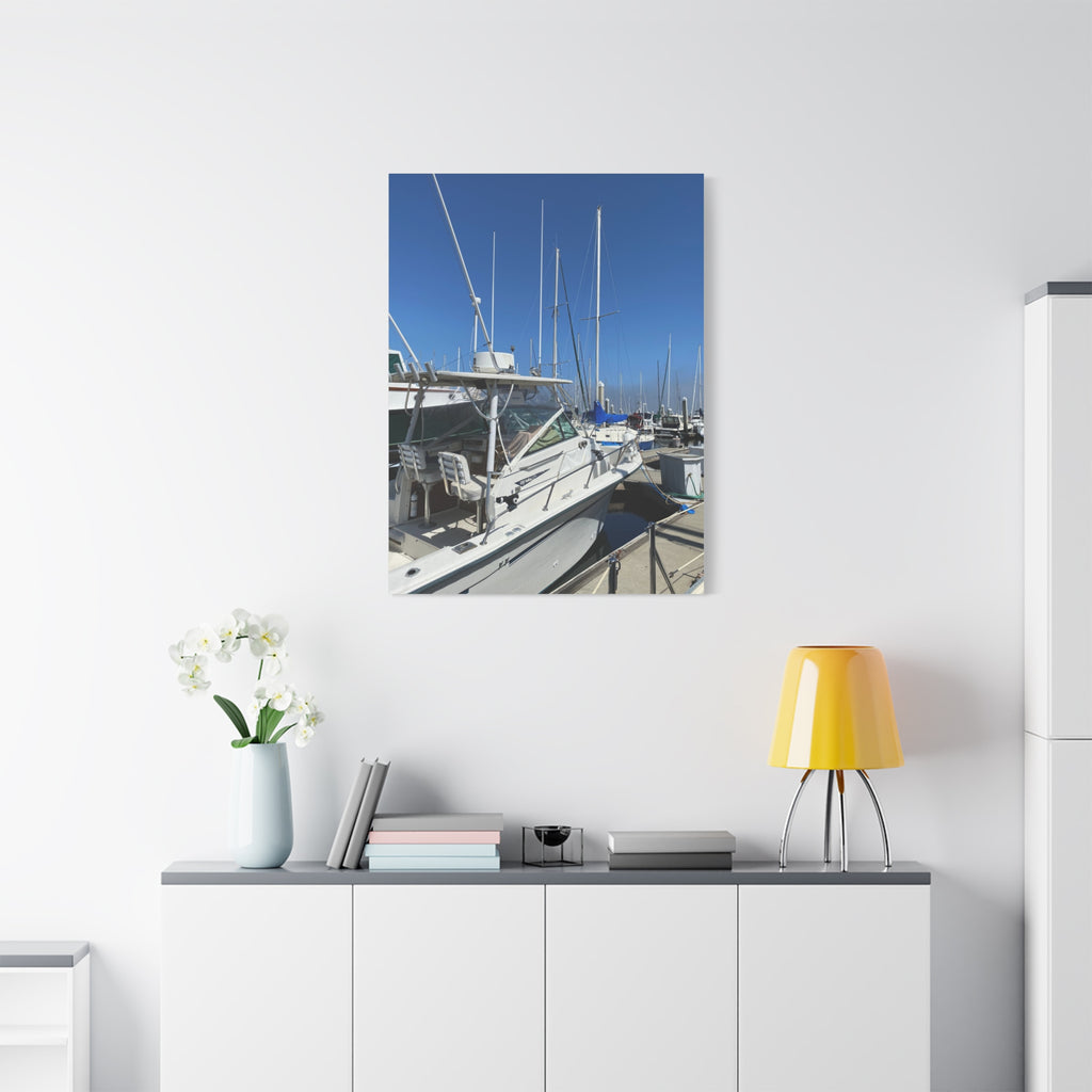 Marina Yacht Canvas Print – Stretched Matte Harbor Wall Art