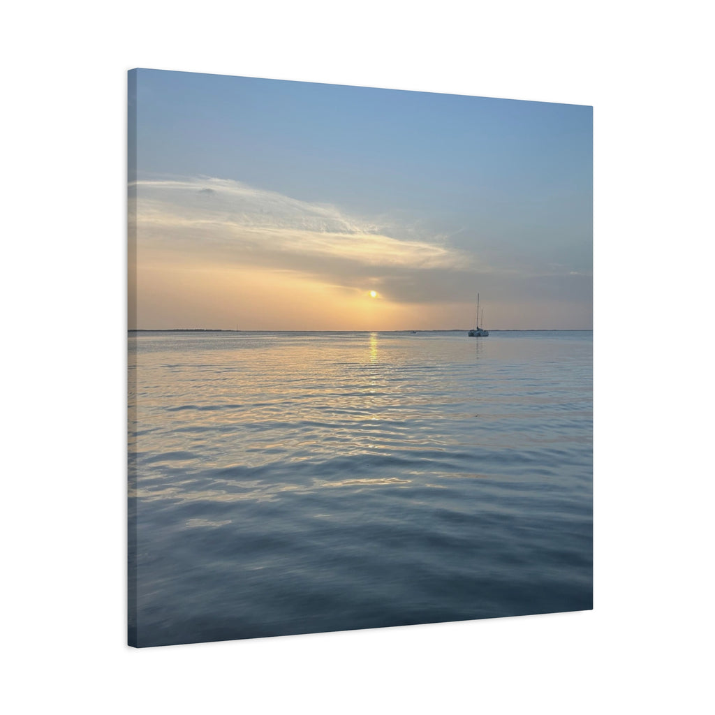 Sunset Sail Matte Canvas Print — Tranquil Ocean Wall Art, Stretched 1.25"