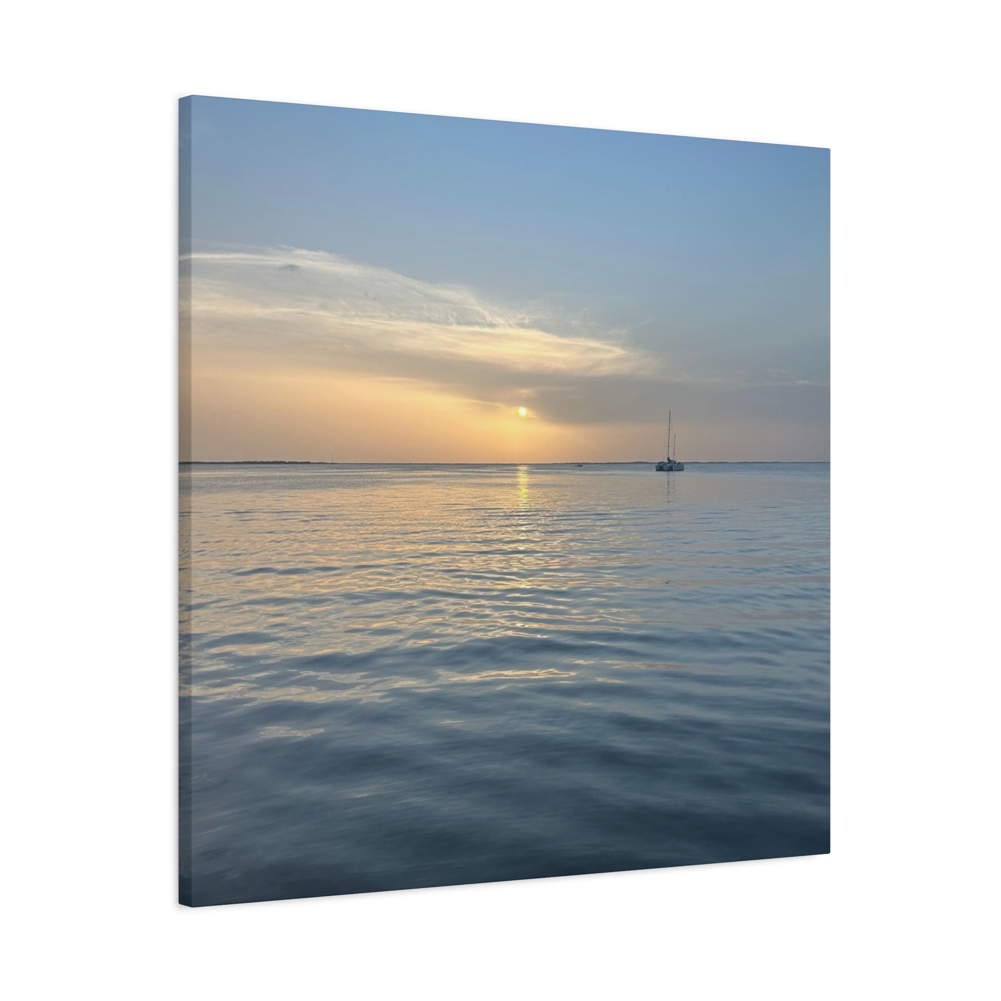 Sunset Sail Matte Canvas Print — Tranquil Ocean Wall Art, Stretched 1.25"