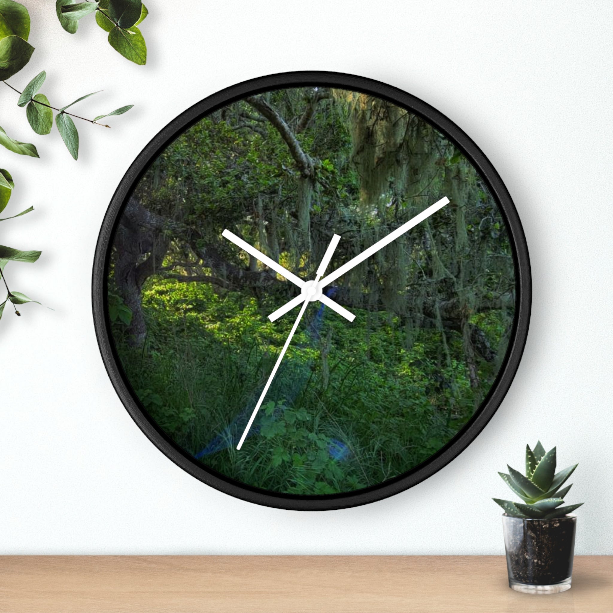 Mossy Forest Wall Clock — Tranquil Green Woodland Timepiece