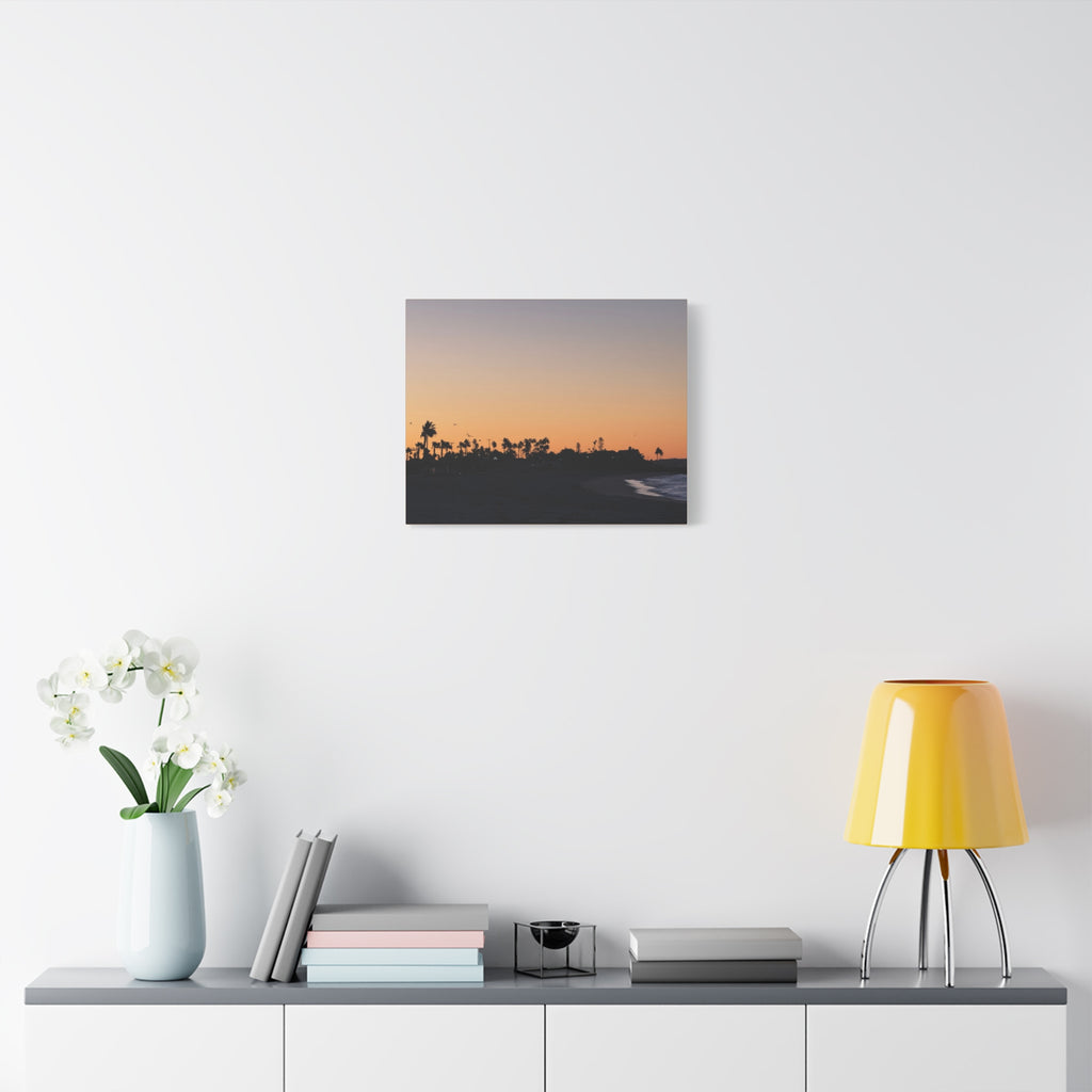 Sunset Beach Silhouette Matte Canvas Print