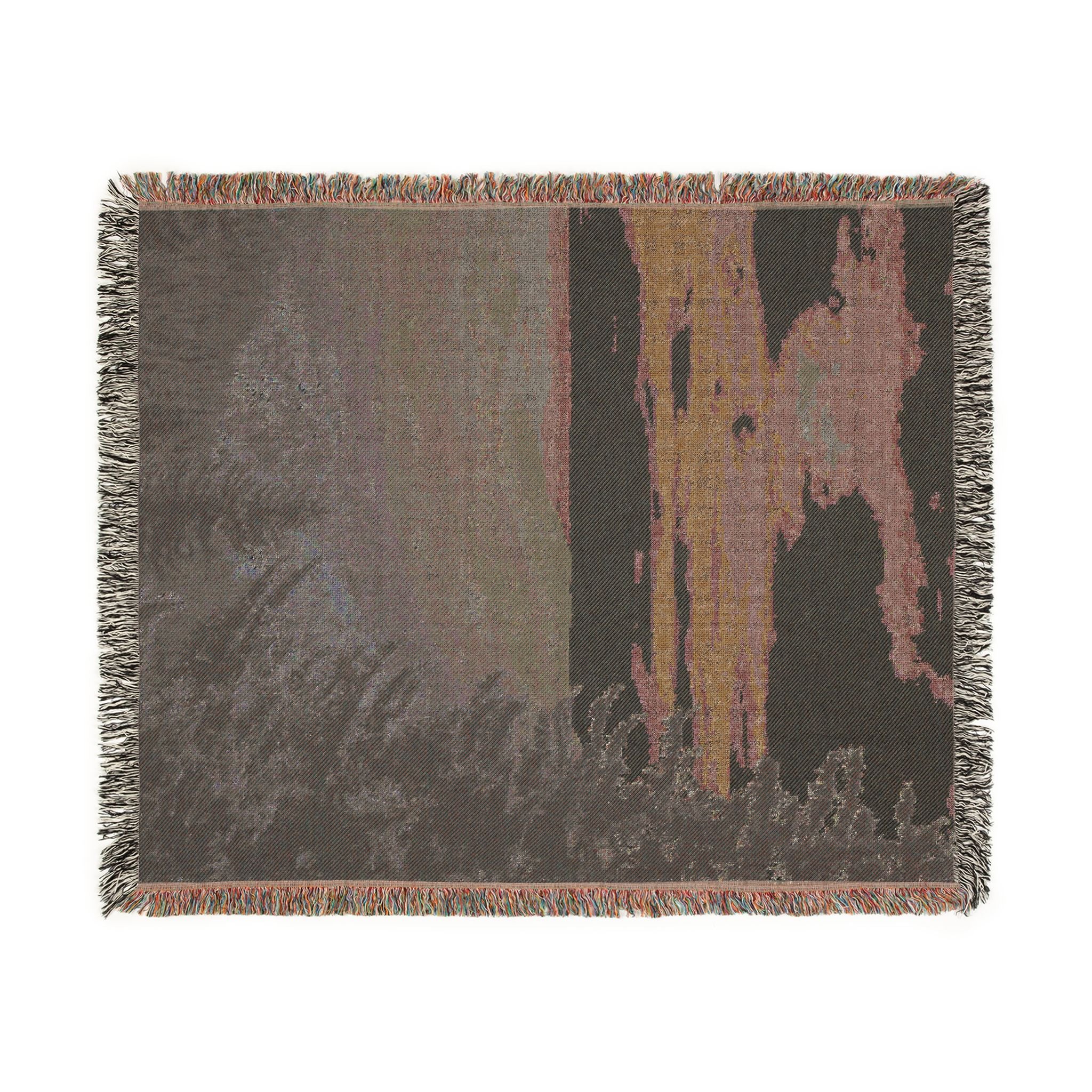 Scenic Mountaintop Woven Blanket – Vintage Landscape Throw for Living Room, Cabin, or Travel