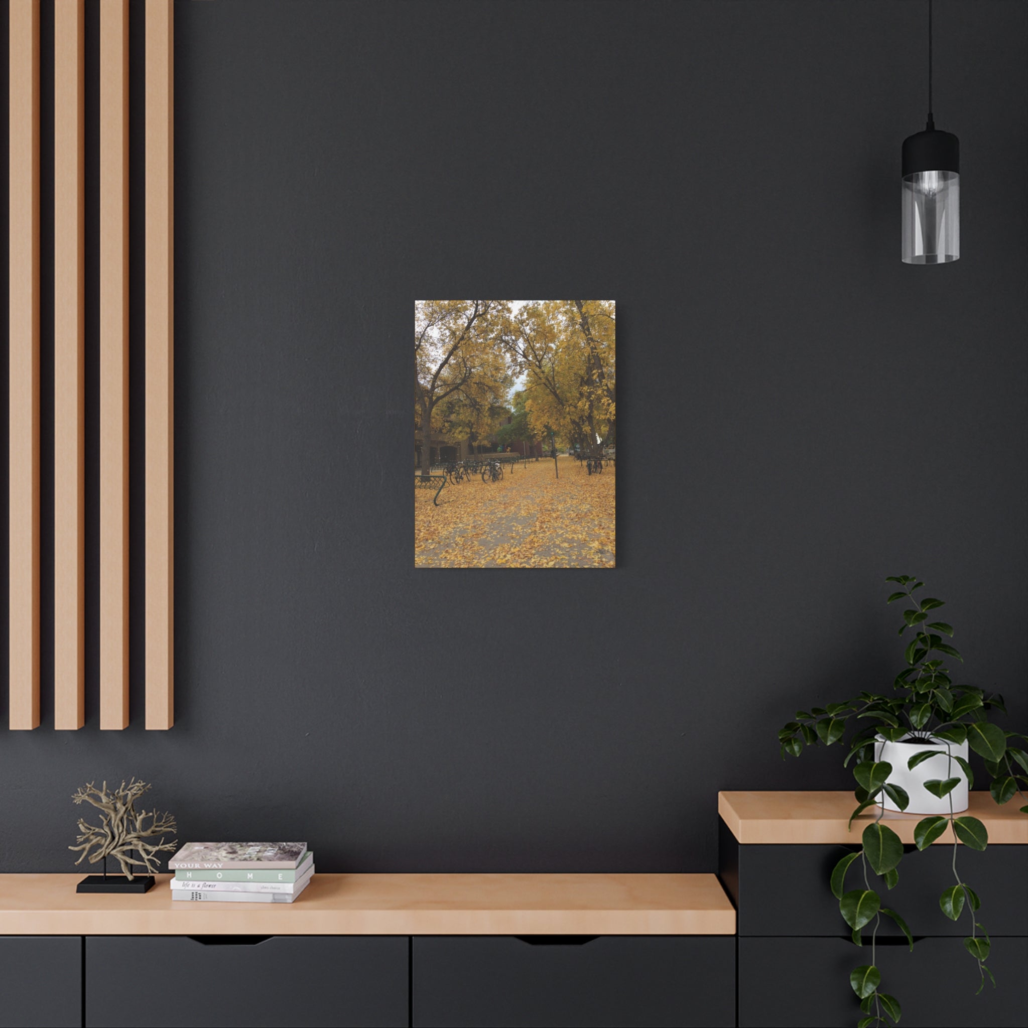 Autumn Campus Walk Matte Canvas Print