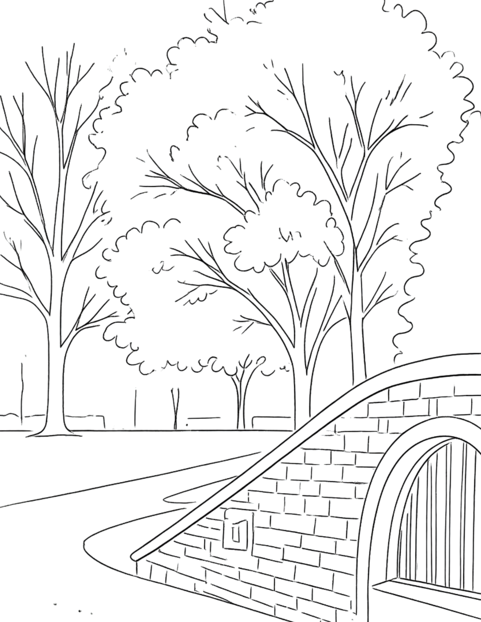 Nature Scene Coloring Pages