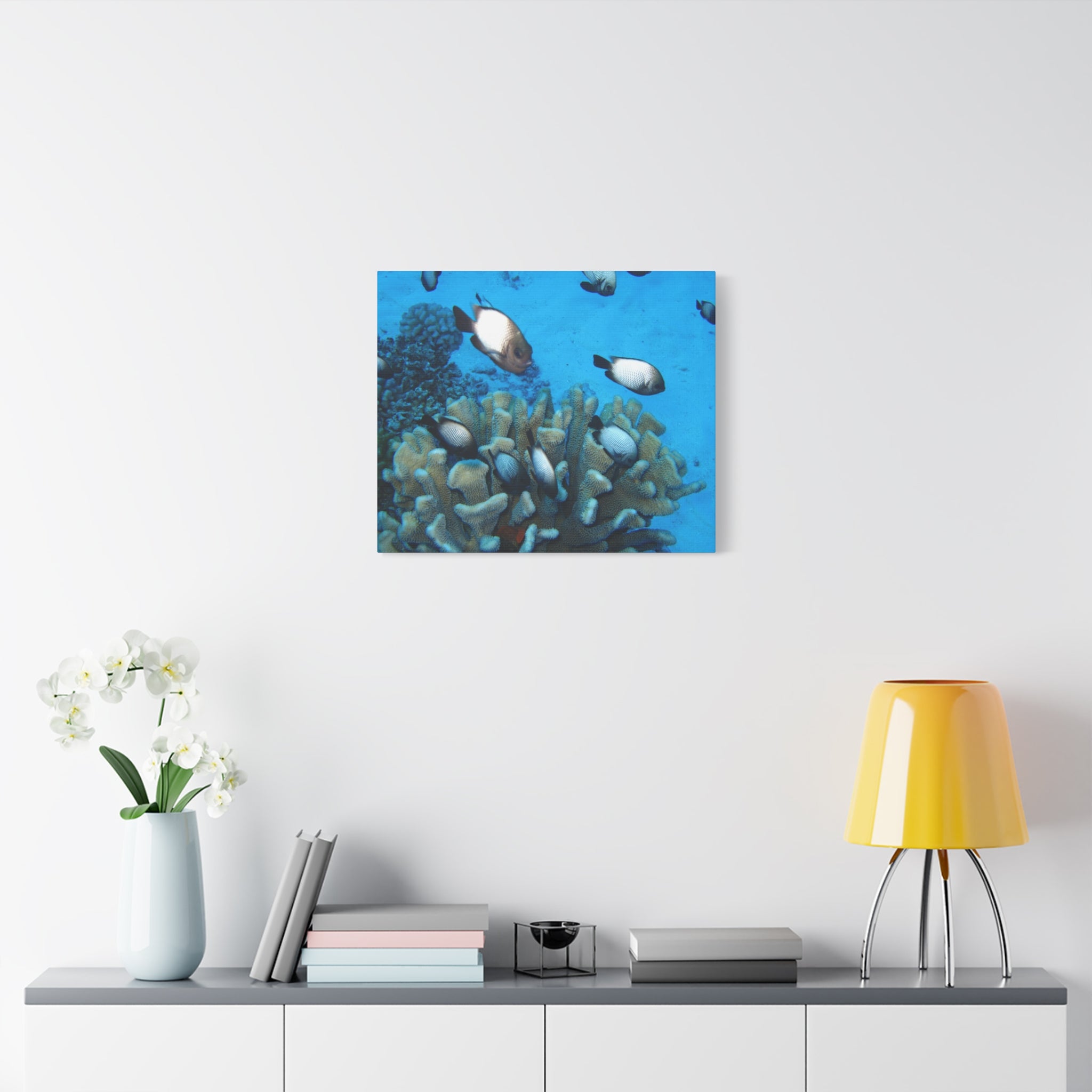 Underwater Coral Reef Canvas Wall Art — Tropical Fish Matte Stretched Canvas