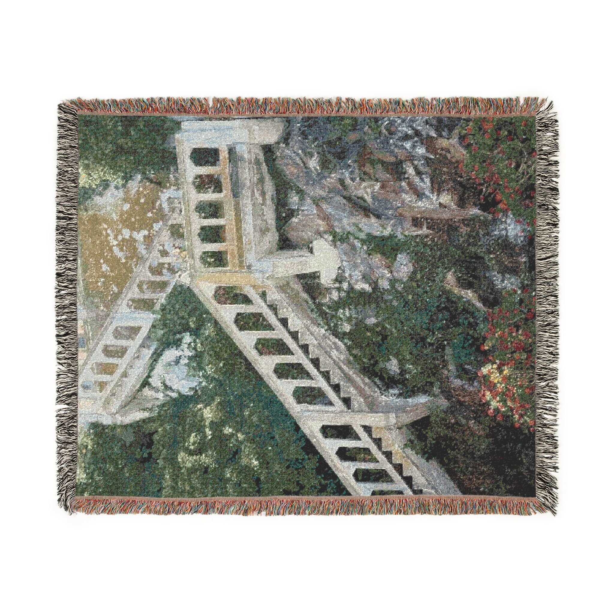 Woven Blanket — Scenic Stone Staircase Tapestry Throw