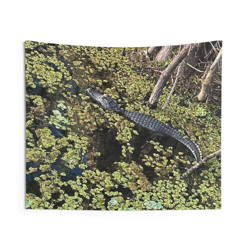 Alligator Marsh Wall Tapestry — Realistic Swamp Wildlife Decor