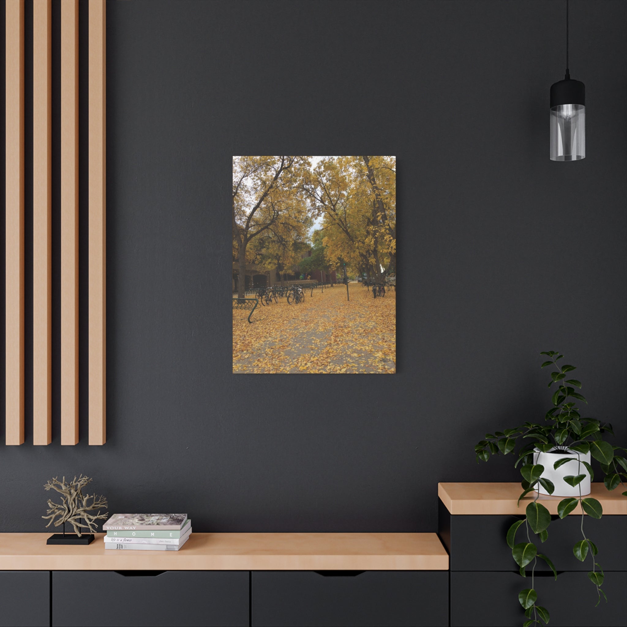 Autumn Campus Walk Matte Canvas Print