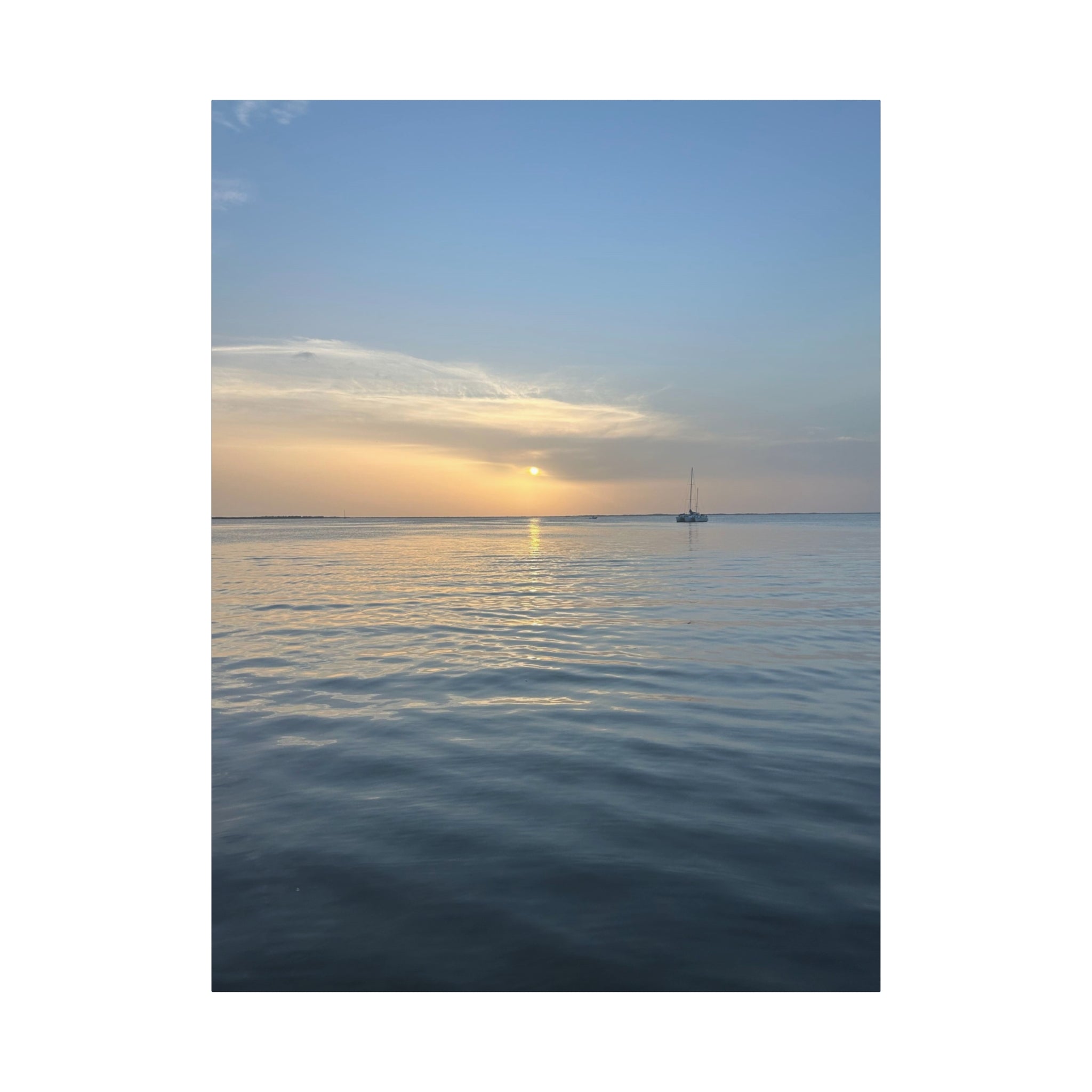 Sunset Sail Matte Canvas Print — Tranquil Ocean Wall Art, Stretched 1.25"