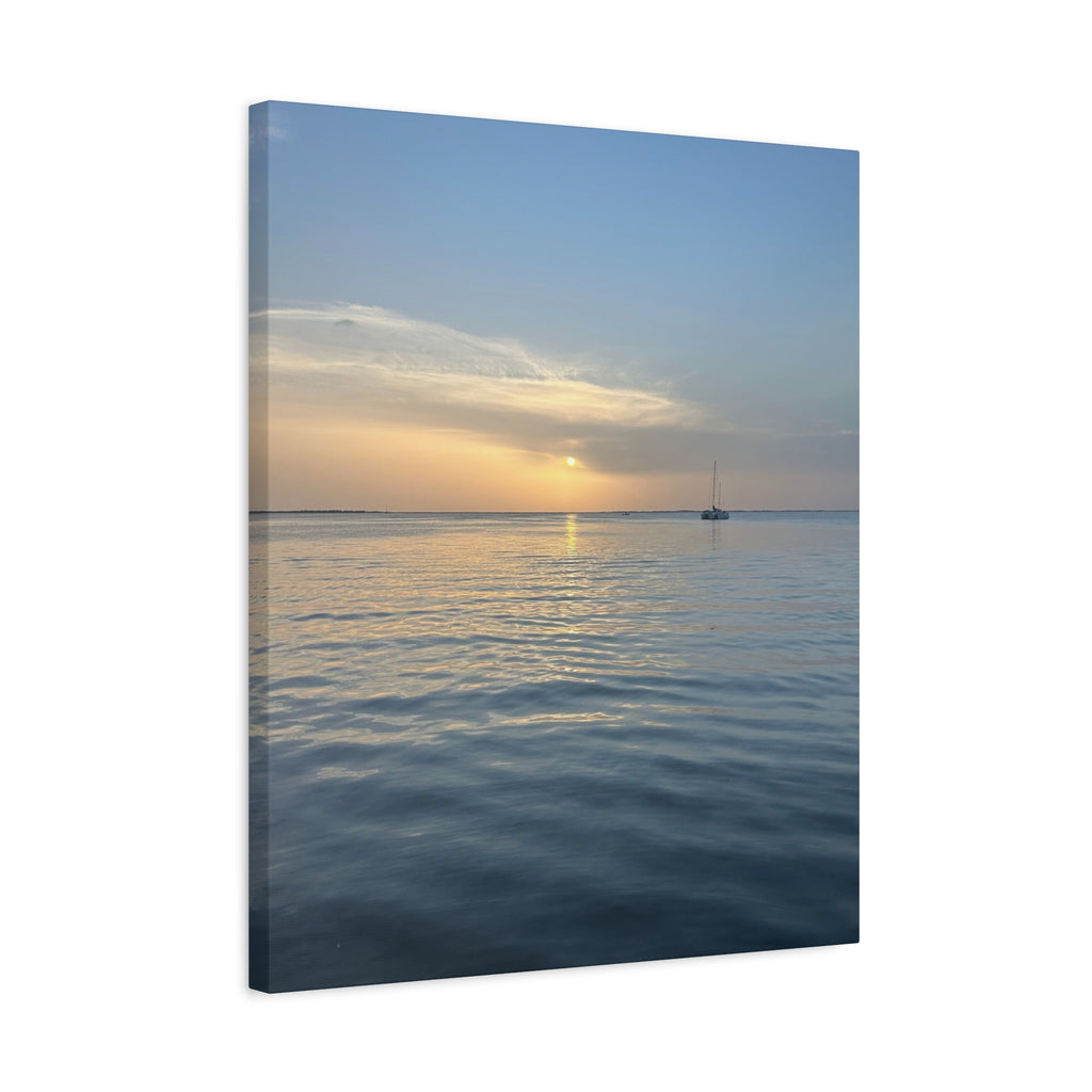 Sunset Sail Matte Canvas Print — Tranquil Ocean Wall Art, Stretched 1.25"