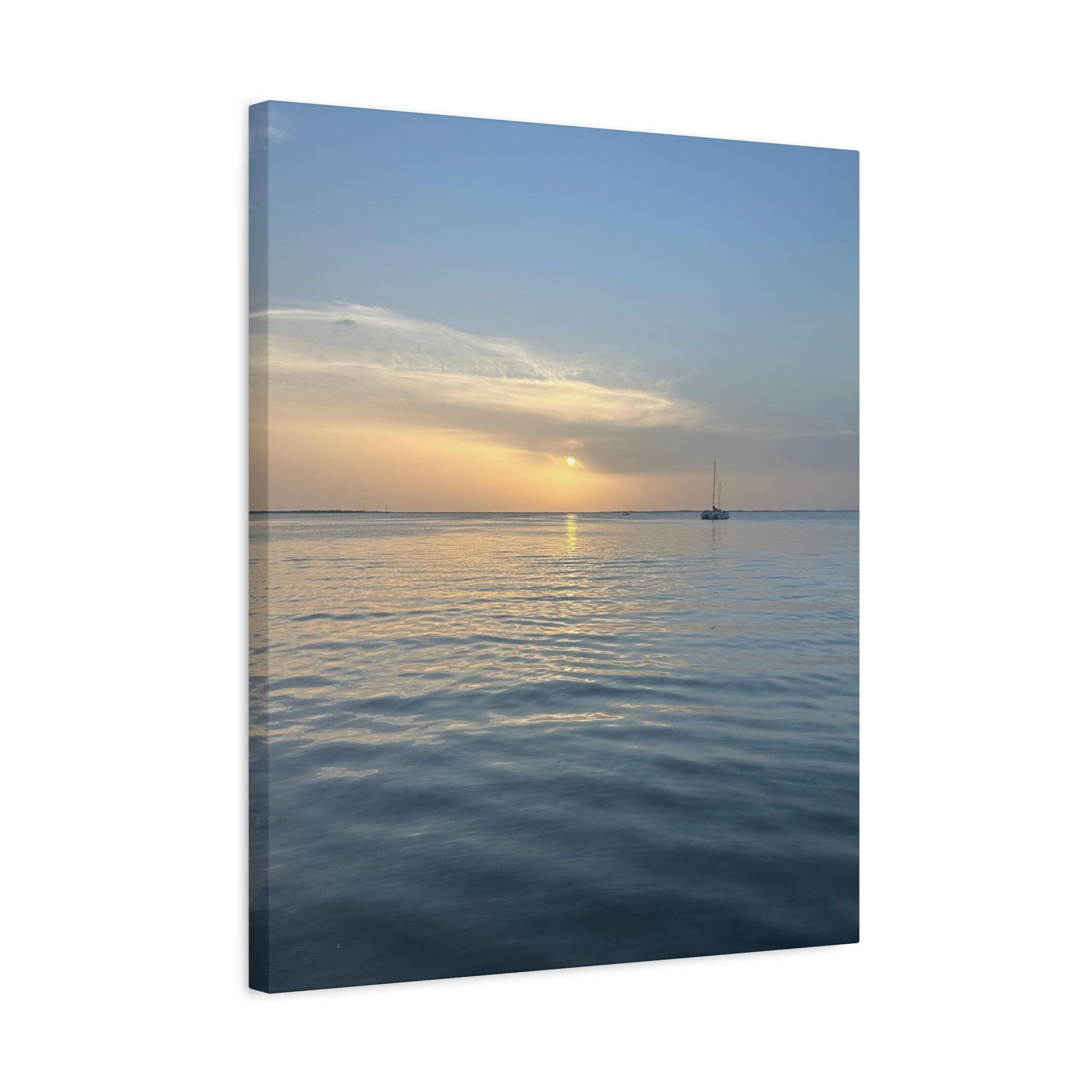 Sunset Sail Matte Canvas Print — Tranquil Ocean Wall Art, Stretched 1.25"