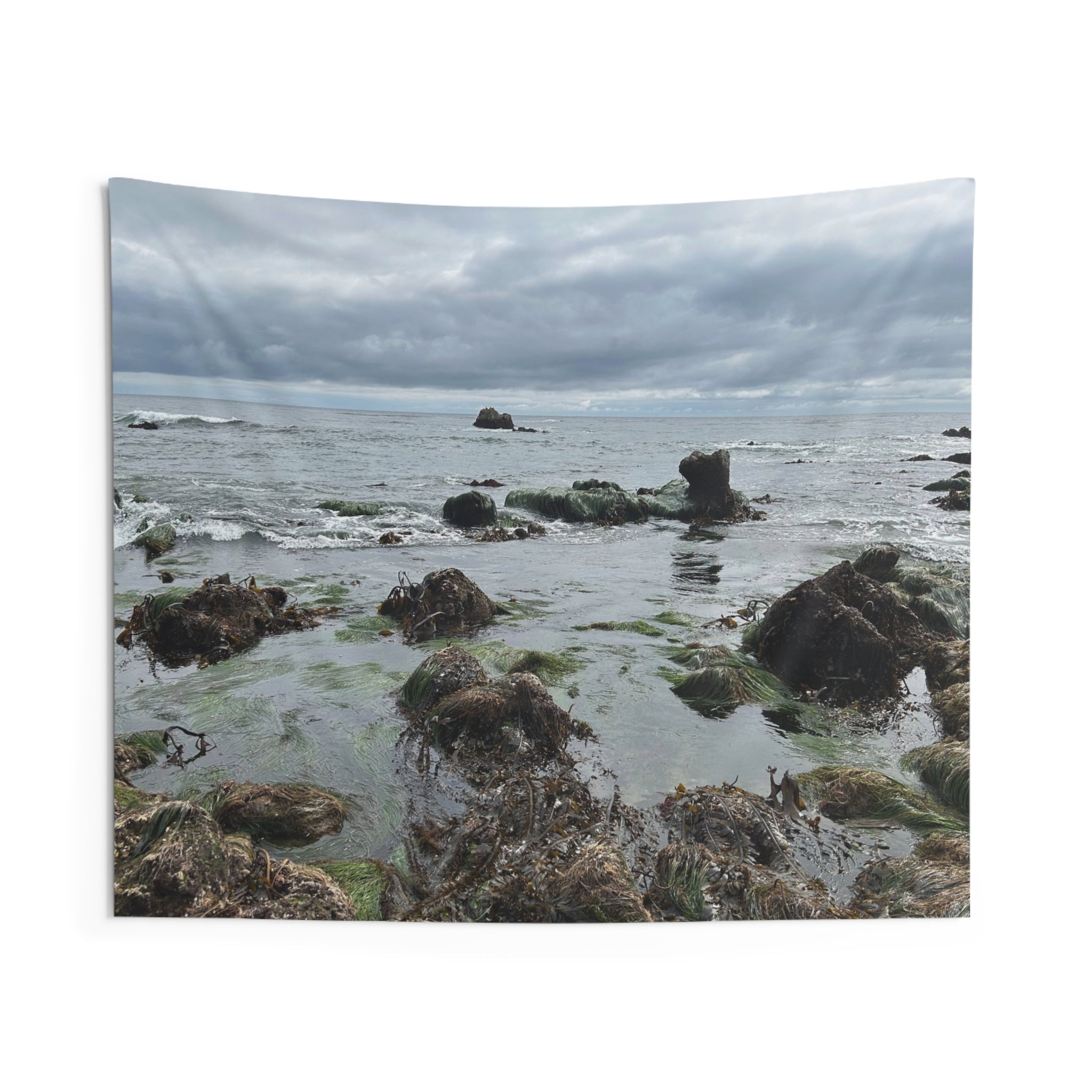 Coastal Shoreline Tapestry — Moody Rocky Beach Wall Art