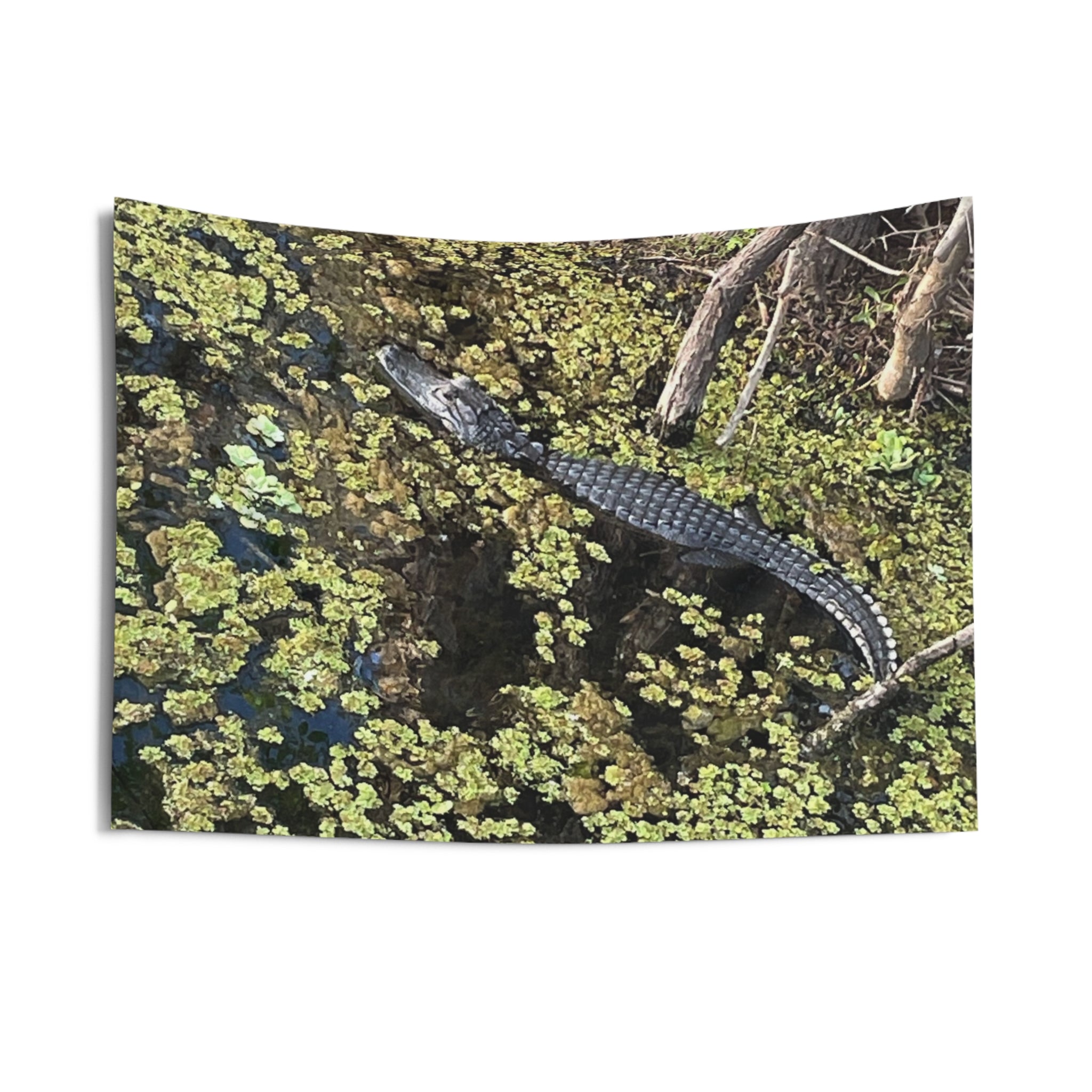 Alligator Marsh Wall Tapestry — Realistic Swamp Wildlife Decor