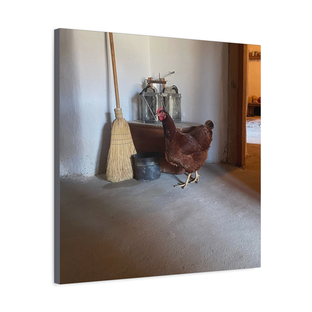 Farmhouse Chicken Canvas Print - Rustic Hen Matte Stretched Wall Art