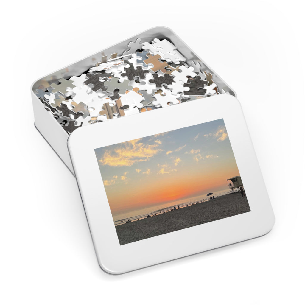 Beach Sunset Jigsaw Puzzle with Tin — Scenic Puzzle Gift