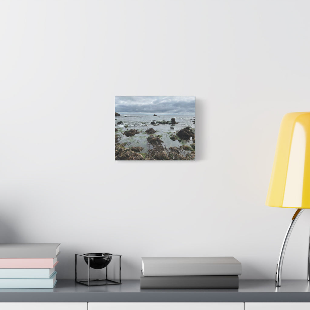Coastal Tidepool Canvas Wall Art – Moody Gray Seashore Matte Stretched Canvas