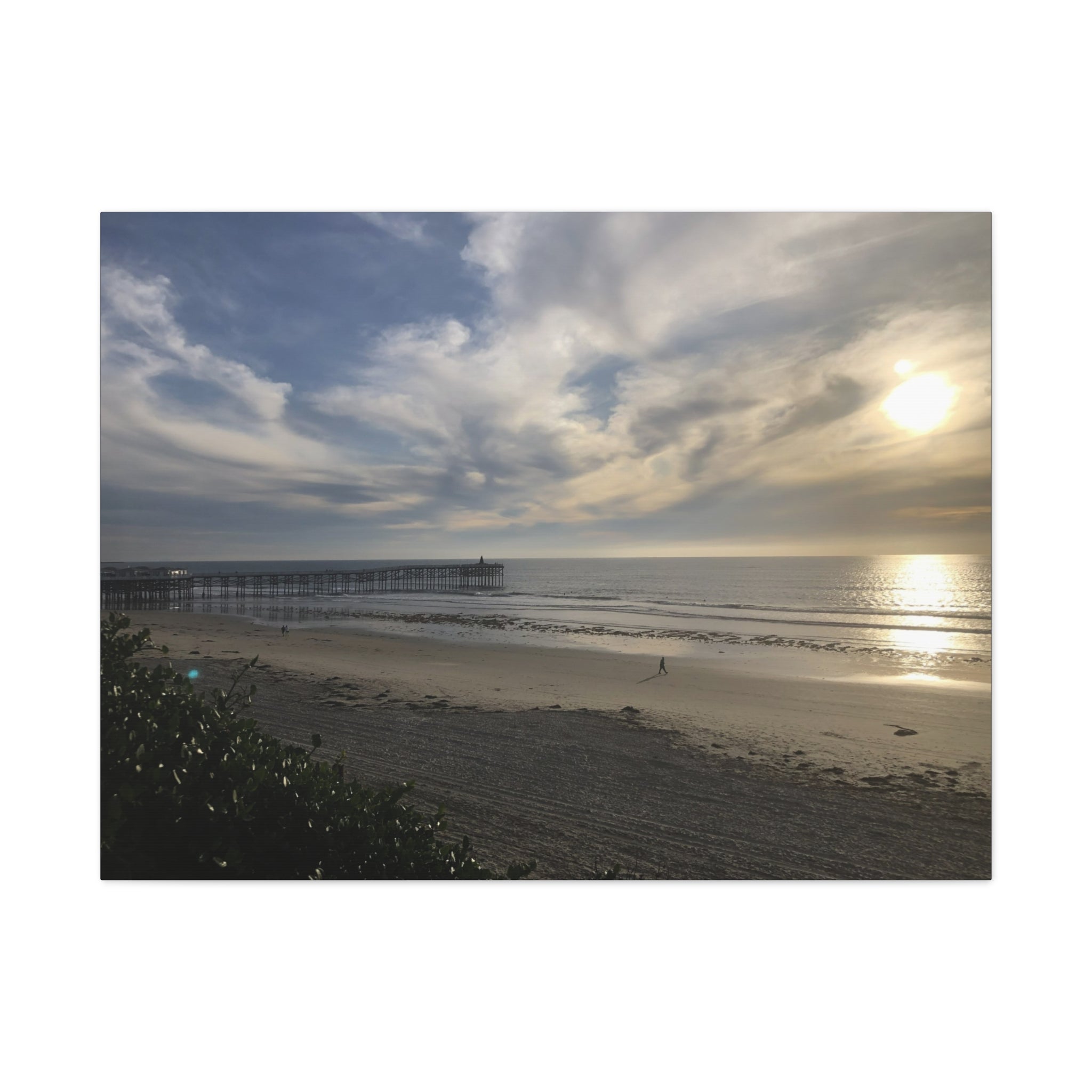 Sunset Pier Beach Canvas Print — Matte Stretched Wall Art