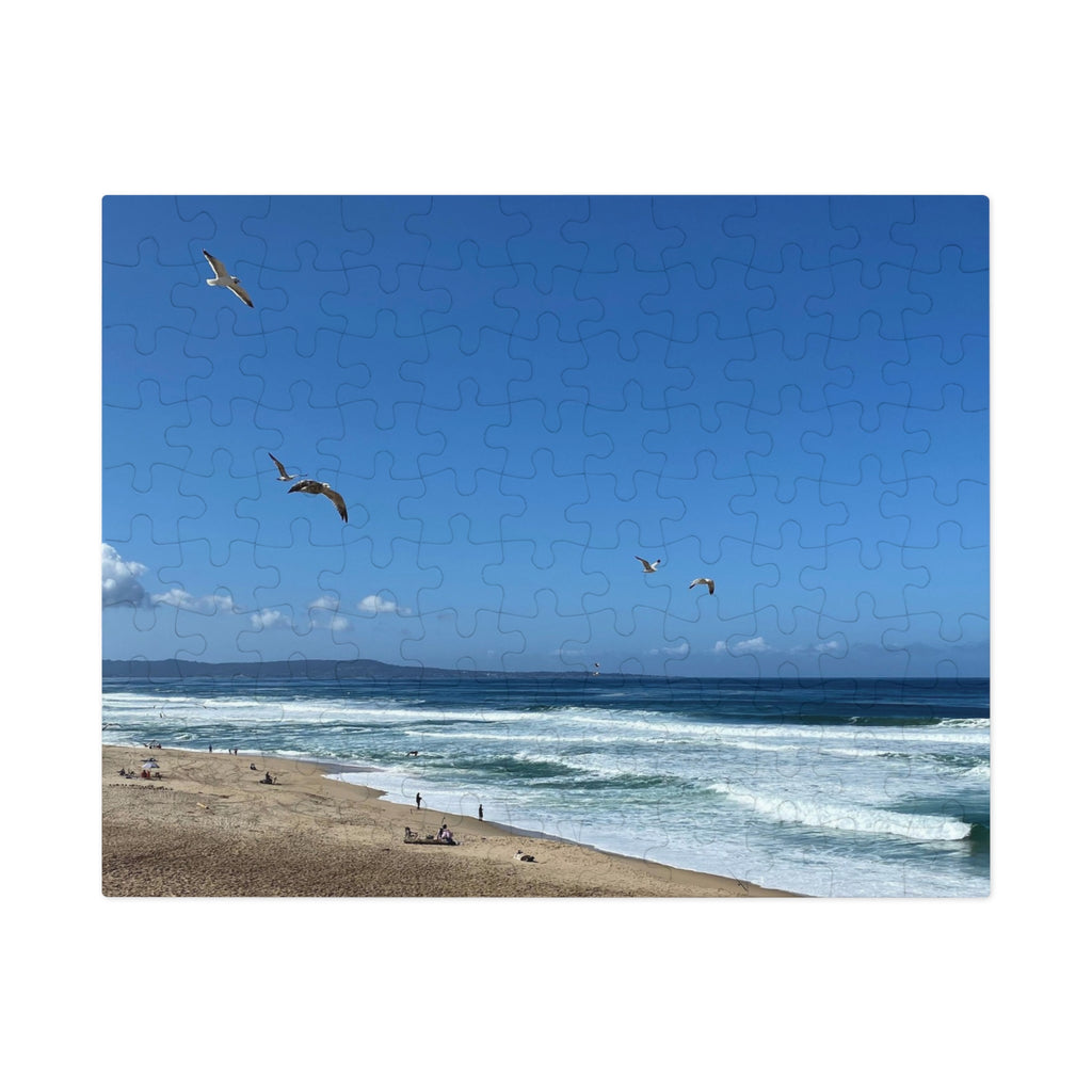 Seagulls Over Beach Jigsaw Puzzle with Tin — Coastal Relaxation Gift