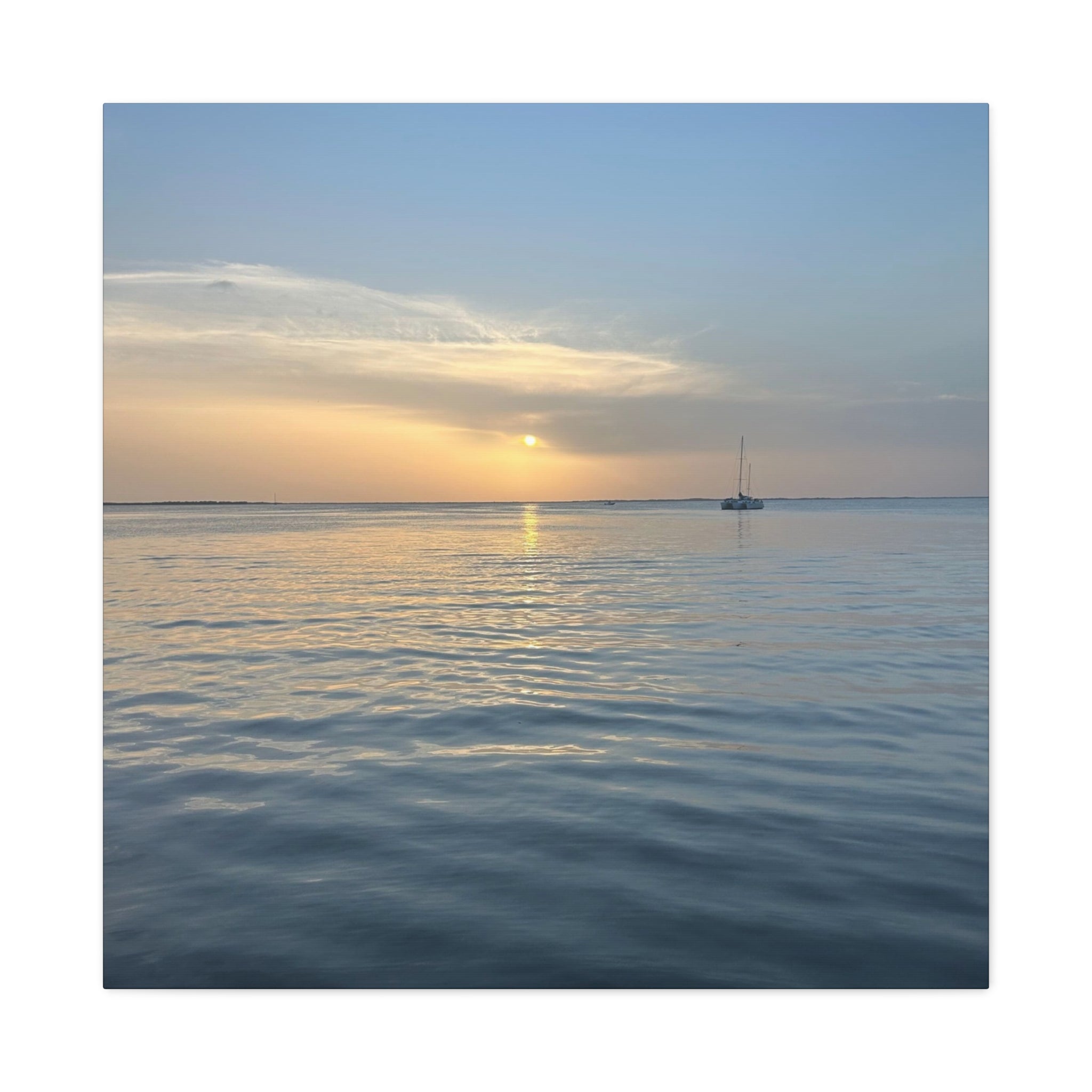 Sunset Sail Matte Canvas Print — Tranquil Ocean Wall Art, Stretched 1.25"