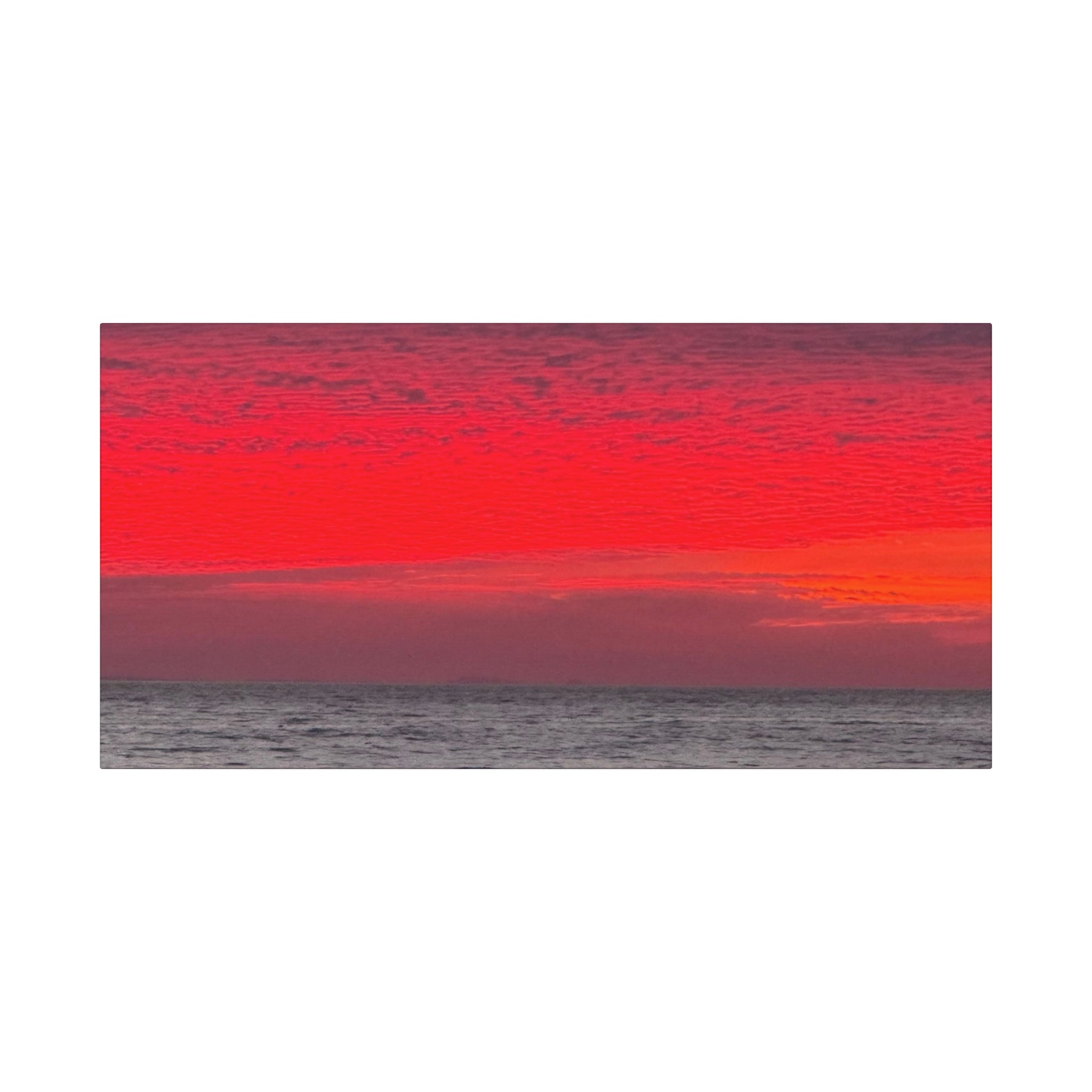 Sunset Horizon Matte Canvas Wall Art — Red Seascape Panorama, Stretched 1.25"