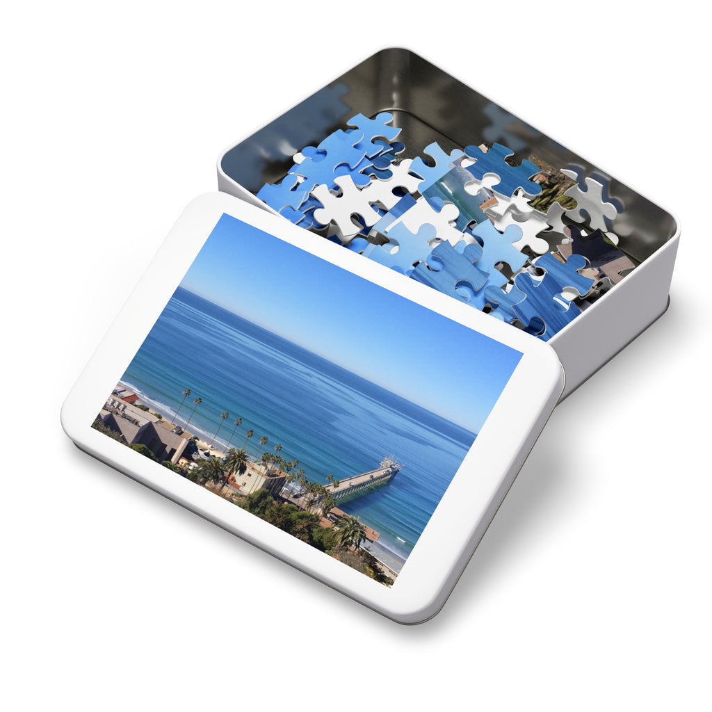 Coastal Pier Jigsaw Puzzle (with Tin) — Scenic Ocean View Puzzle Gift