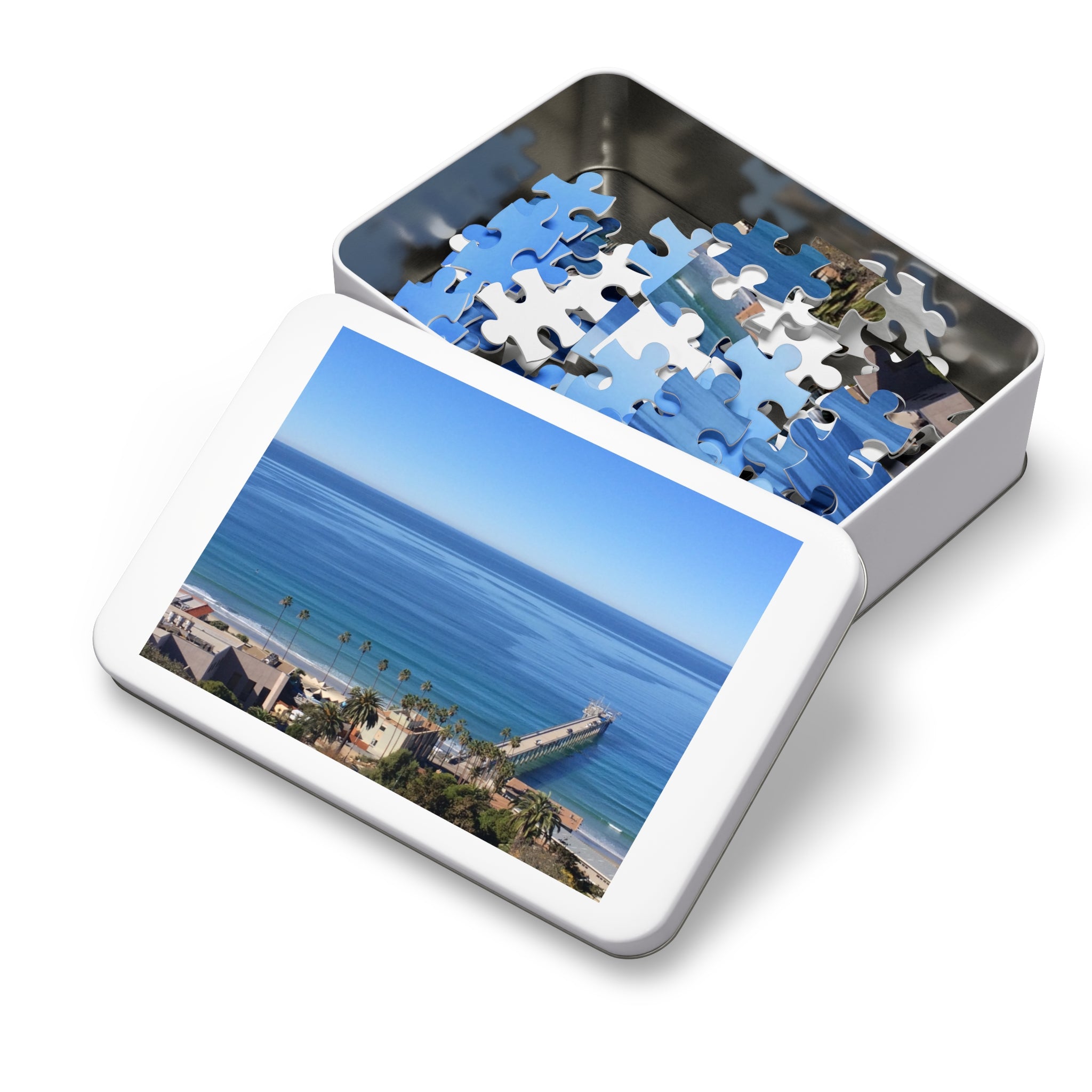 Coastal Pier Jigsaw Puzzle (with Tin) — Scenic Ocean View Puzzle Gift
