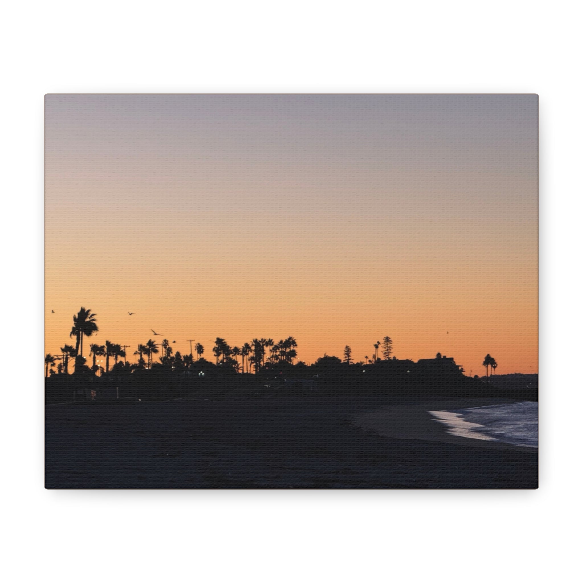 Sunset Beach Silhouette Matte Canvas Print