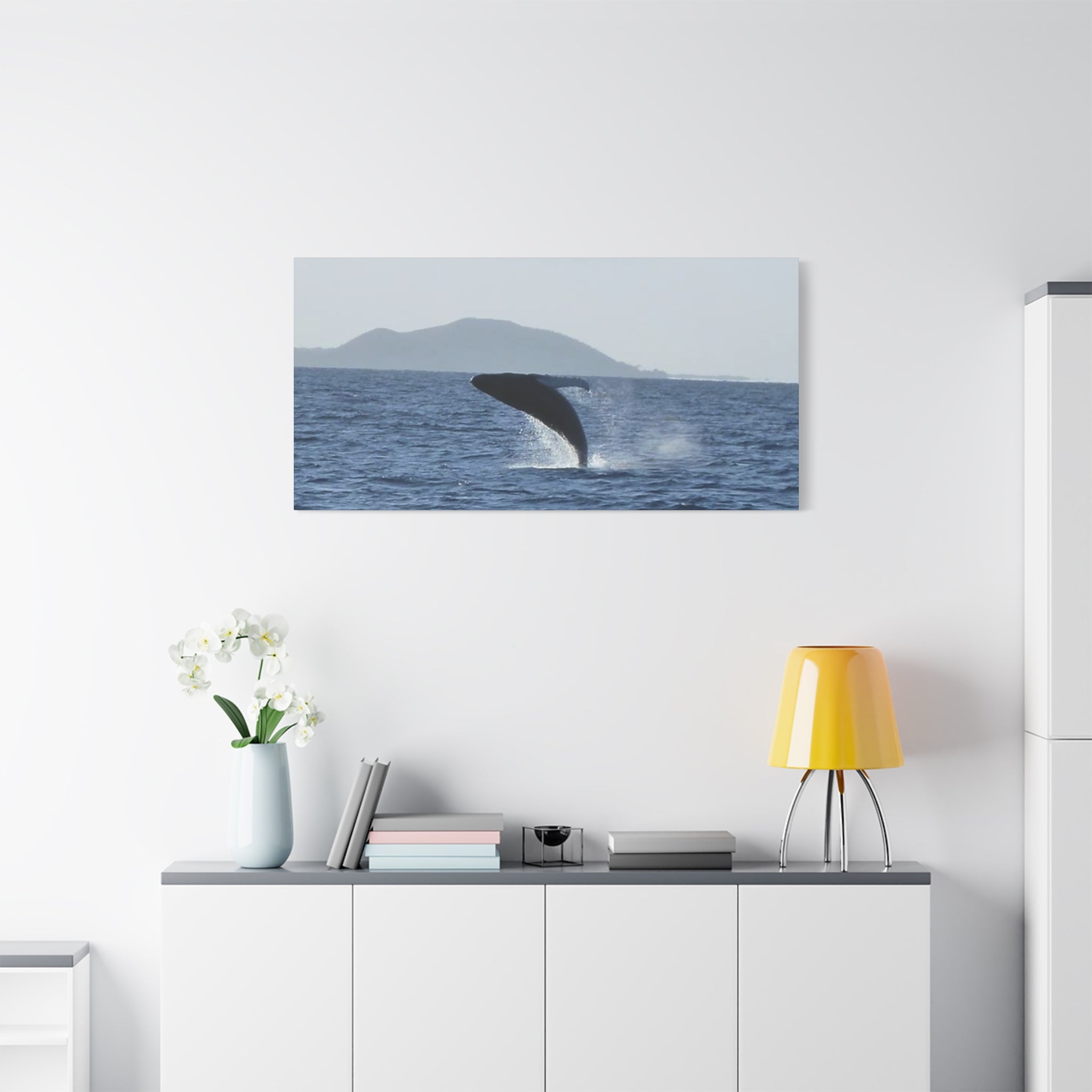 Humpback Whale Breach Matte Canvas Wall Art
