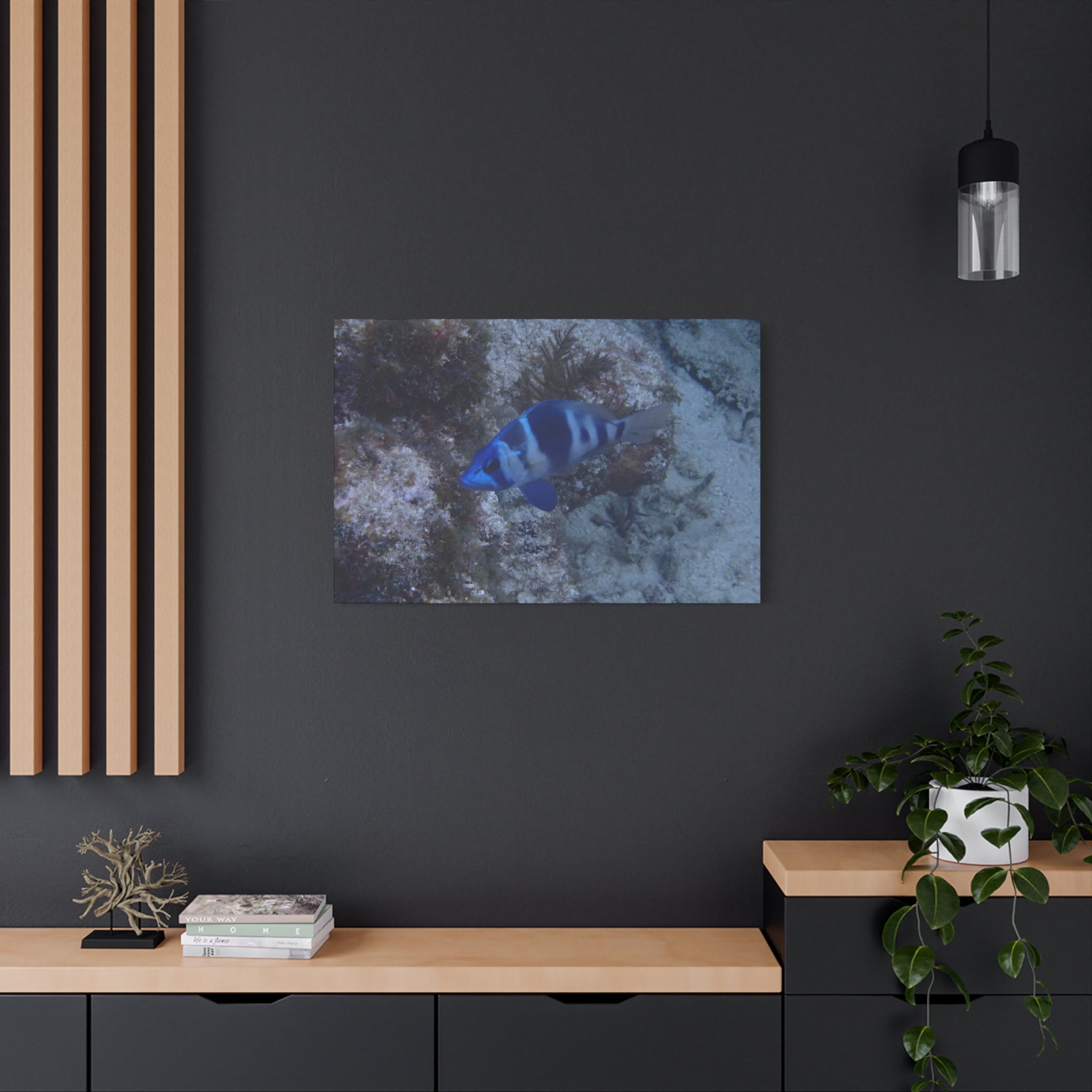 Indigo Hamlet Canvas Print — Underwater Matte Stretched Wall Art