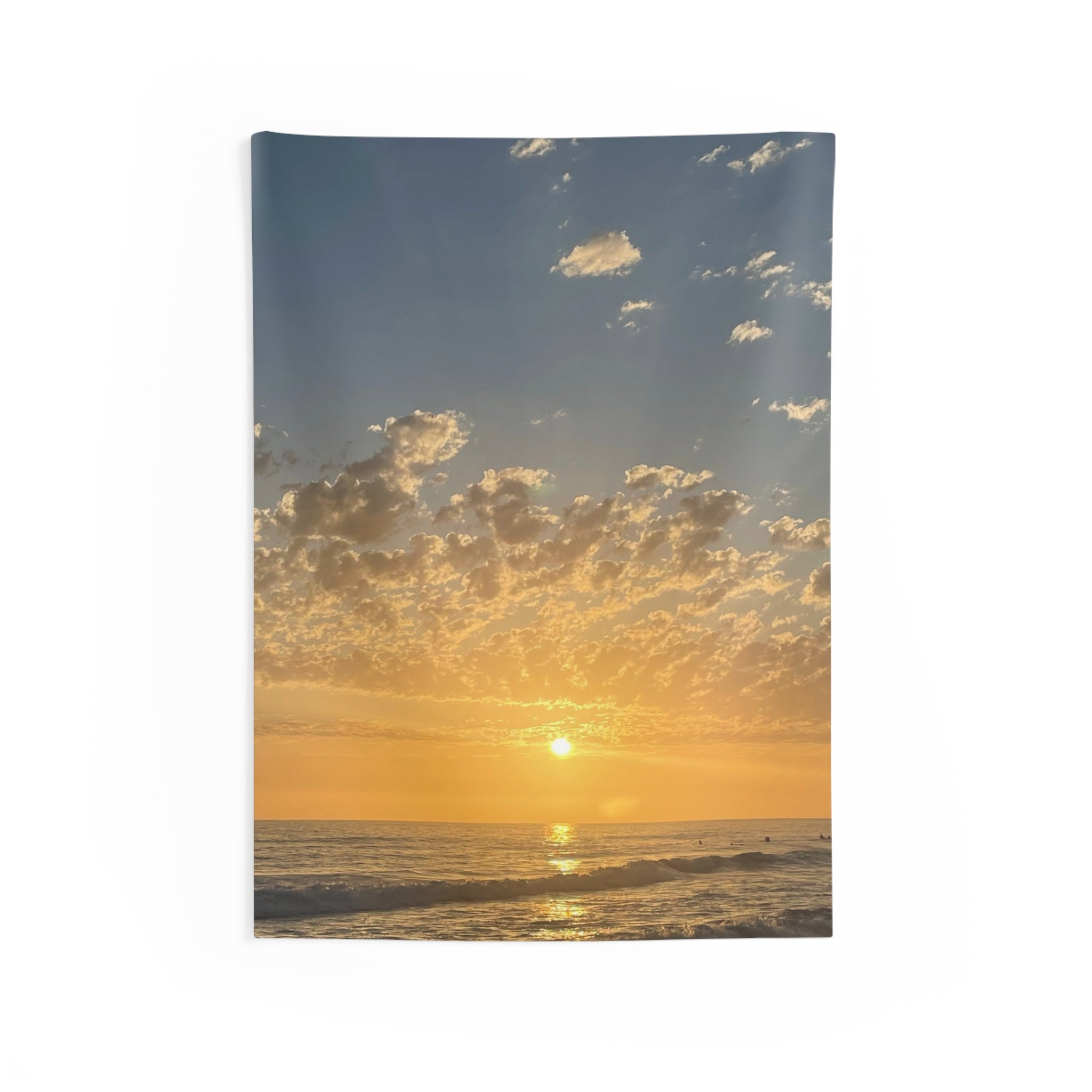 Sunset Beach Tapestry — Golden Ocean Sunset Wall Art