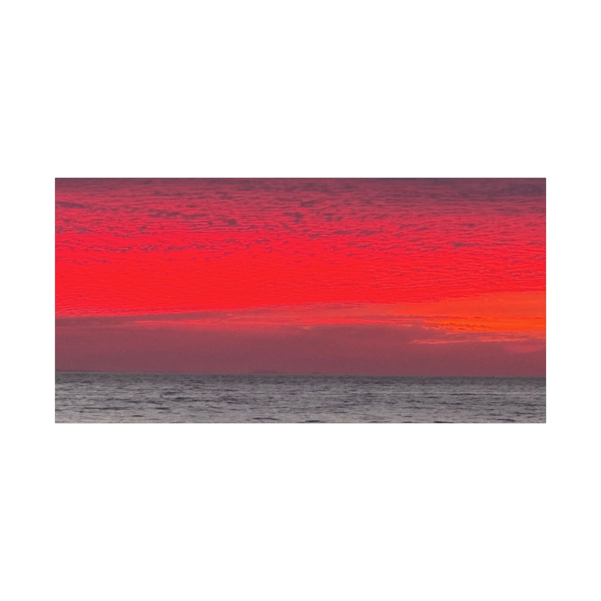 Sunset Horizon Matte Canvas Wall Art — Red Seascape Panorama, Stretched 1.25"