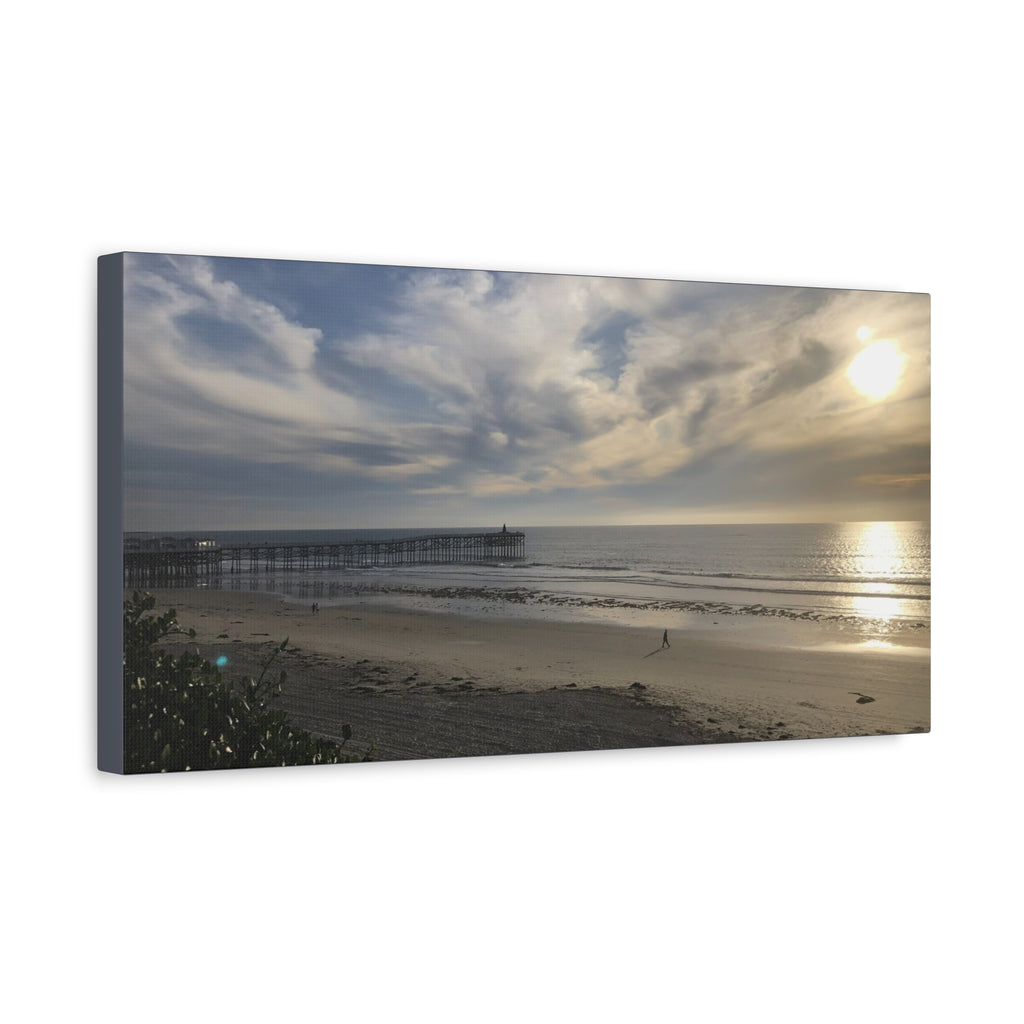 Sunset Pier Beach Canvas Print — Matte Stretched Wall Art