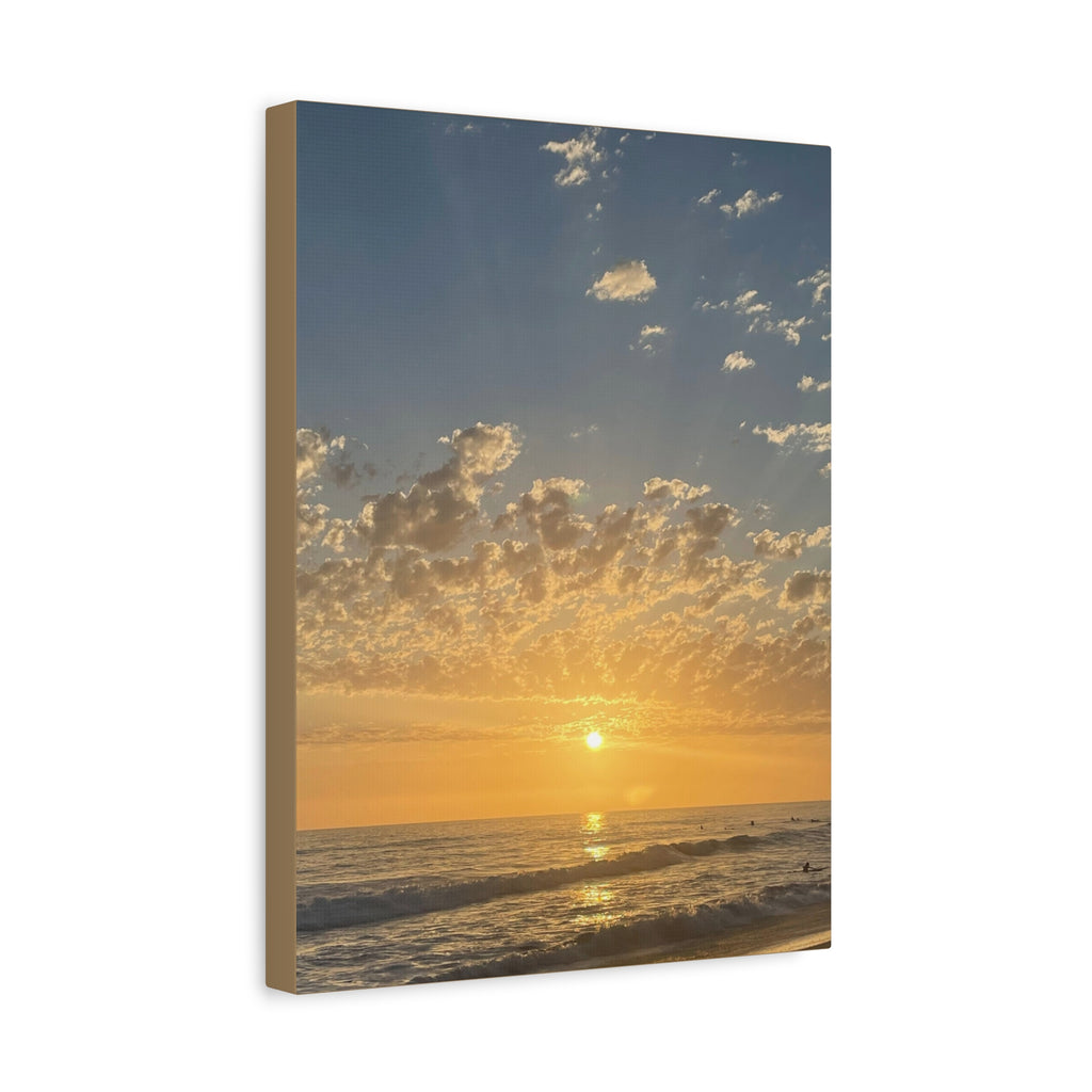 Sunset Over Ocean Matte Canvas Print — Beach Sunrise Wall Art (Stretched 1.25")