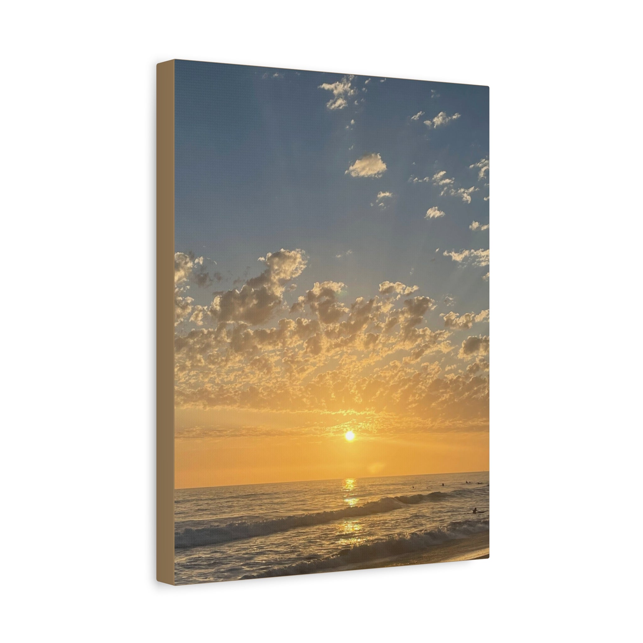 Sunset Over Ocean Matte Canvas Print — Beach Sunrise Wall Art (Stretched 1.25")