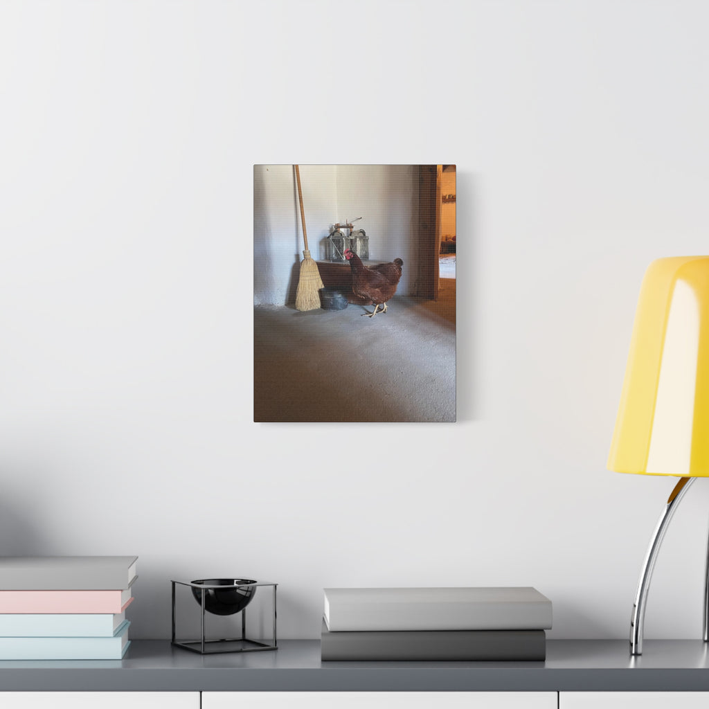 Farmhouse Chicken Canvas Print - Rustic Hen Matte Stretched Wall Art