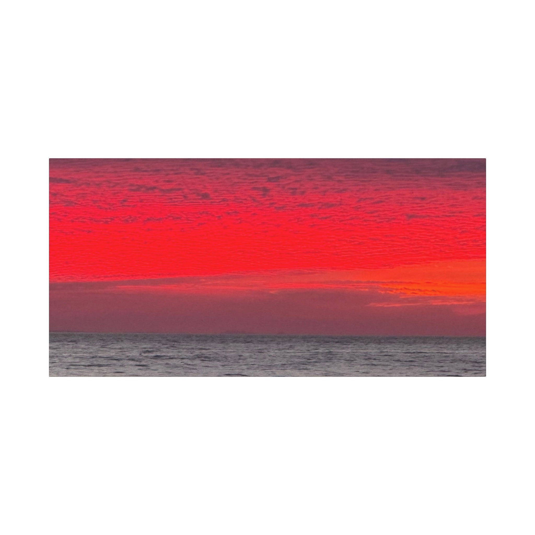 Sunset Horizon Matte Canvas Wall Art — Red Seascape Panorama, Stretched 1.25"